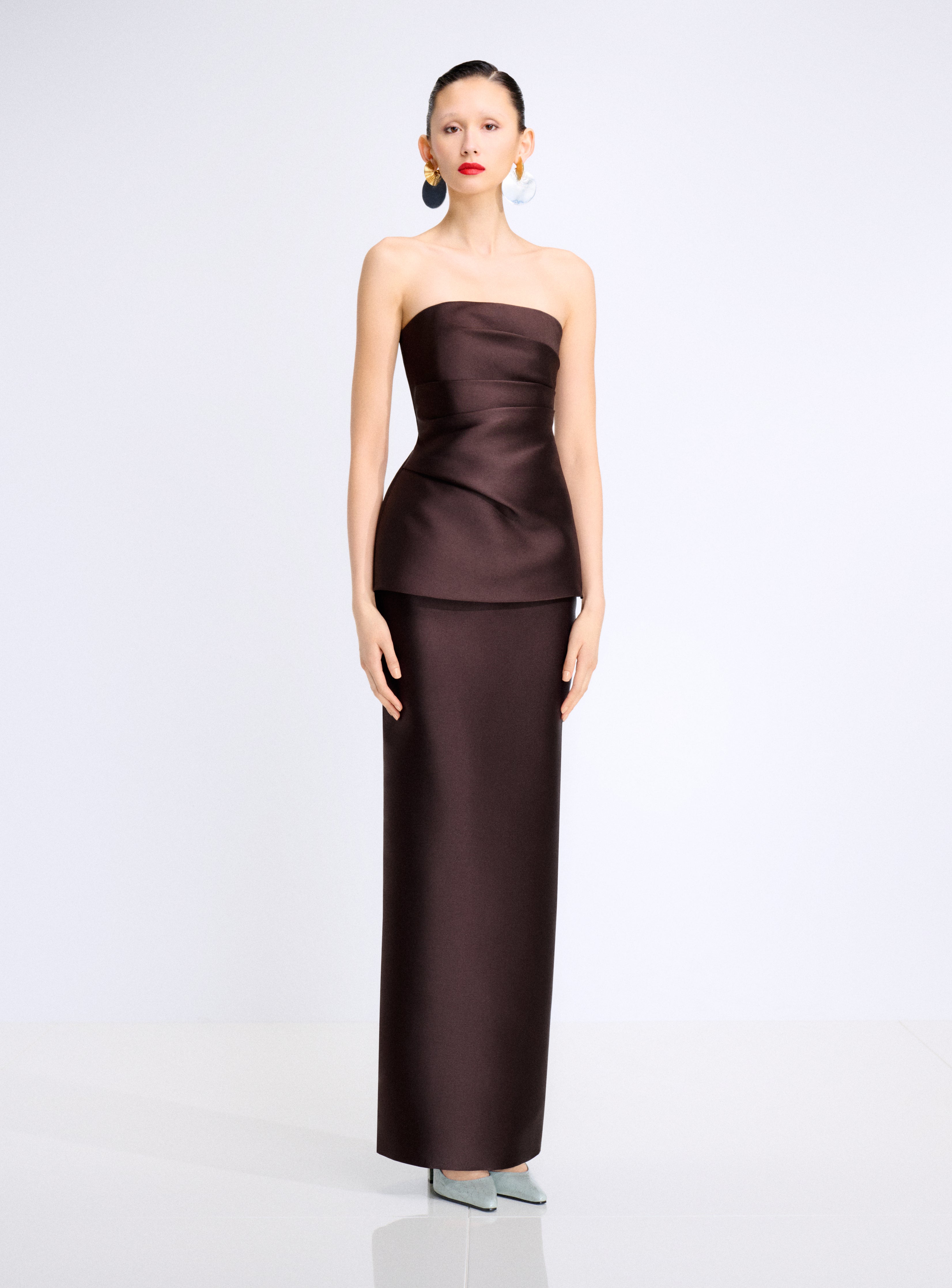 knee length dresses for ladies BABARONI Lace Deep V-Neck and Back Chiffon Long Dresses-Tahiti, Tahiti / US0 main image 0