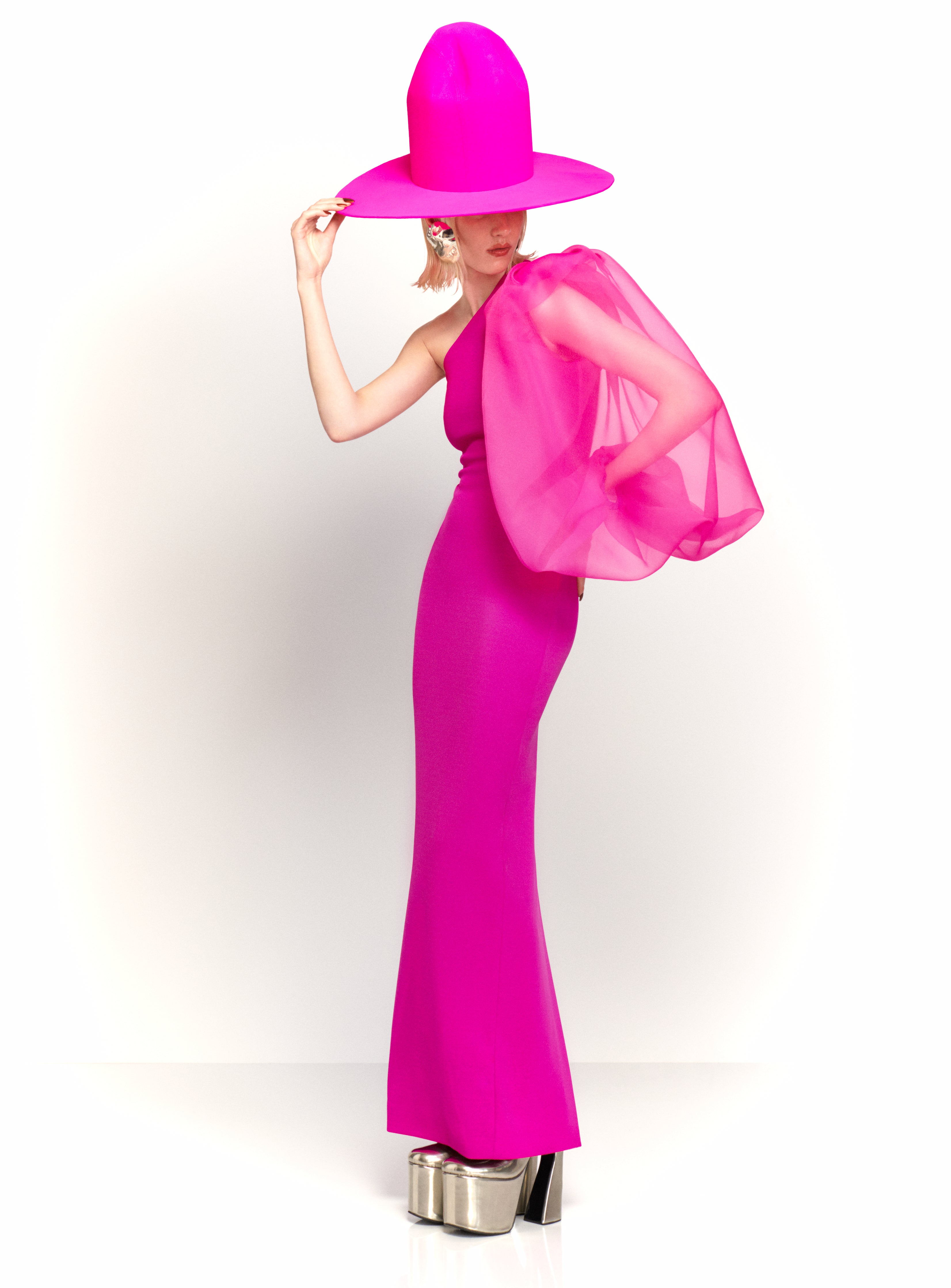 solace london pink one shoulder dress Solace London Kira Maxi Dress
