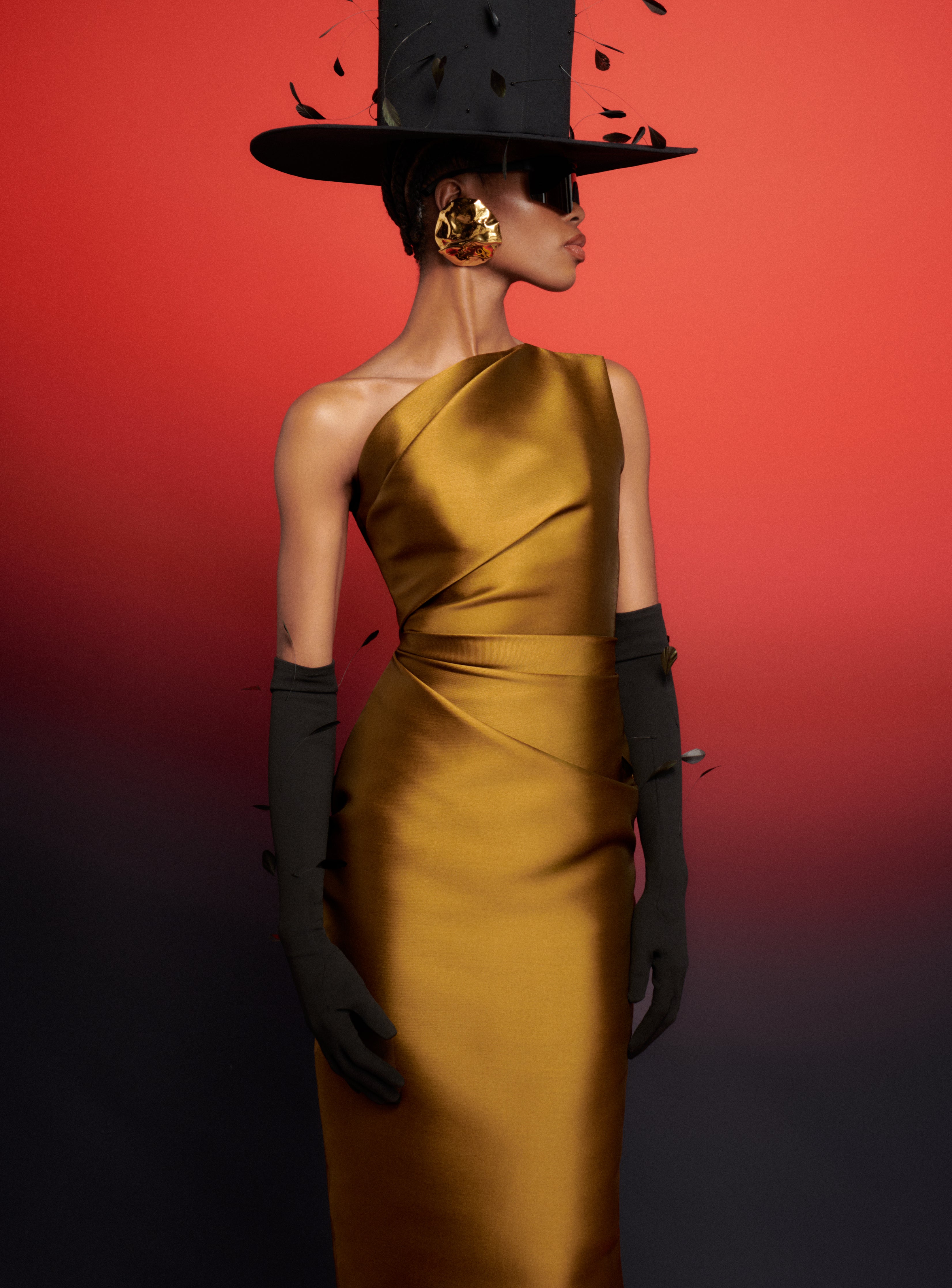slim fit dress slacks The Rina Maxi Dress in Gold – Solace London main image 0