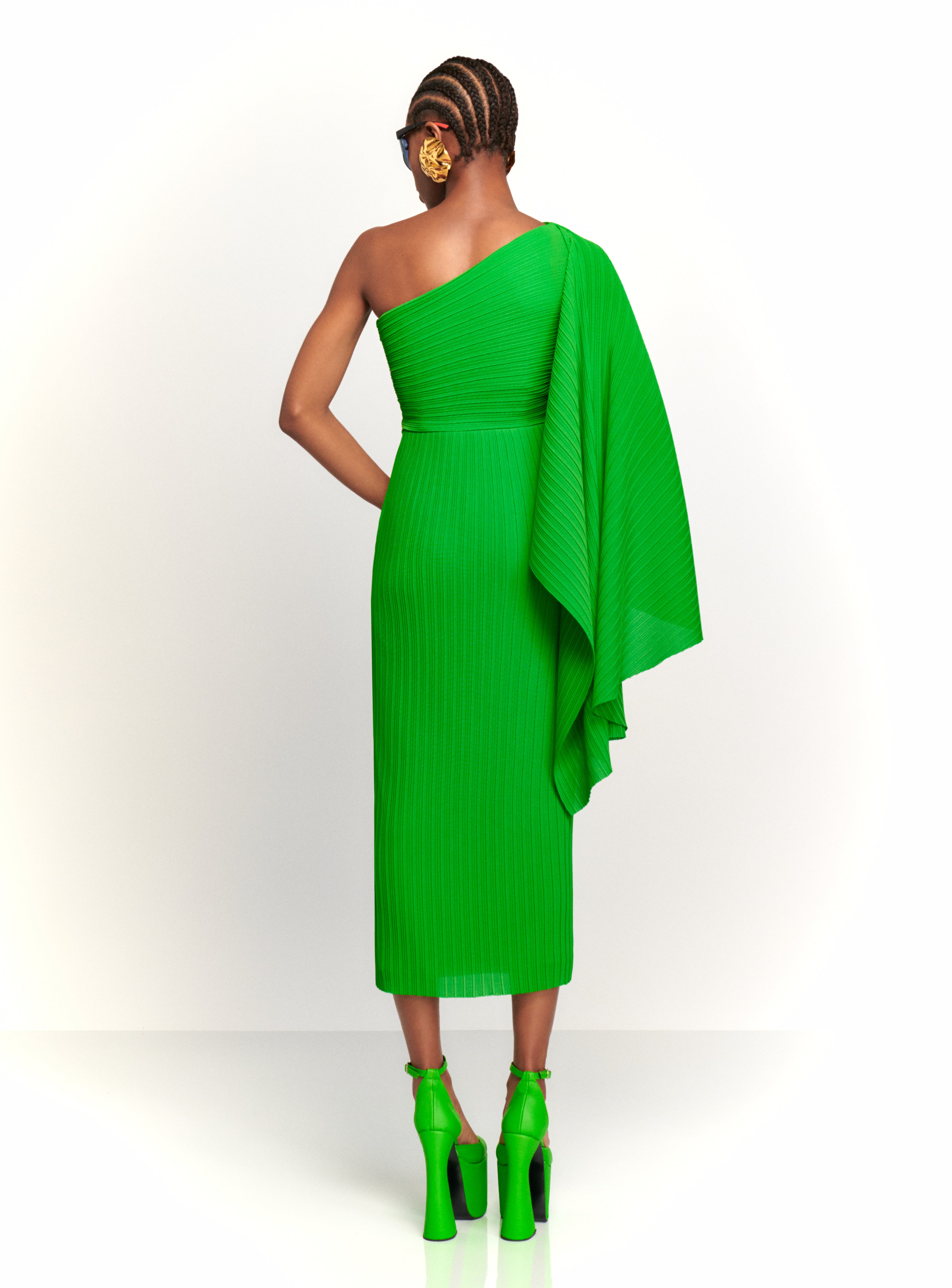 The Lenna Midi Dress in Bright Green – Solace London