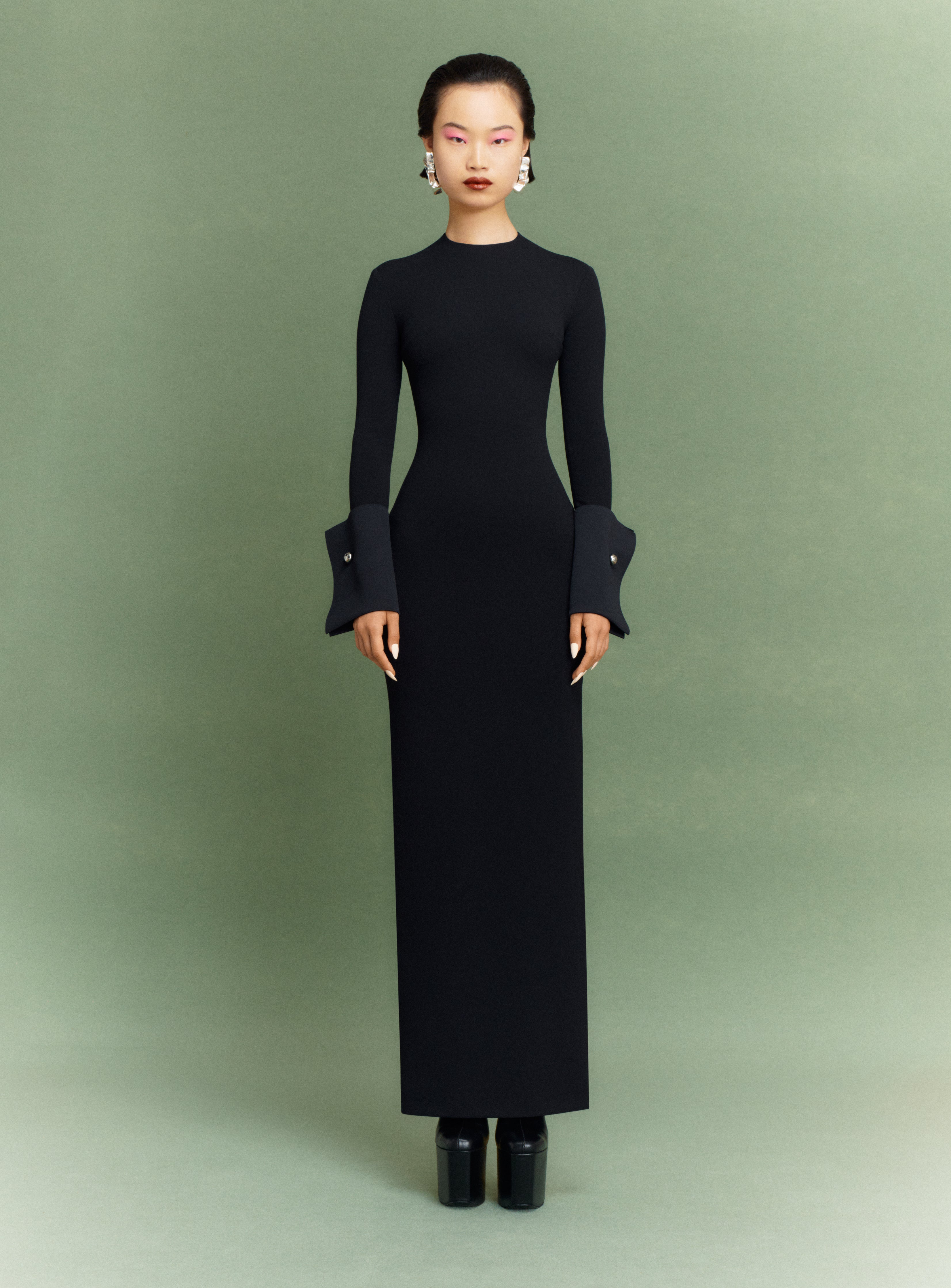 solace london long sleeve dress Olivia crepe and draped satin-twill gown - plum