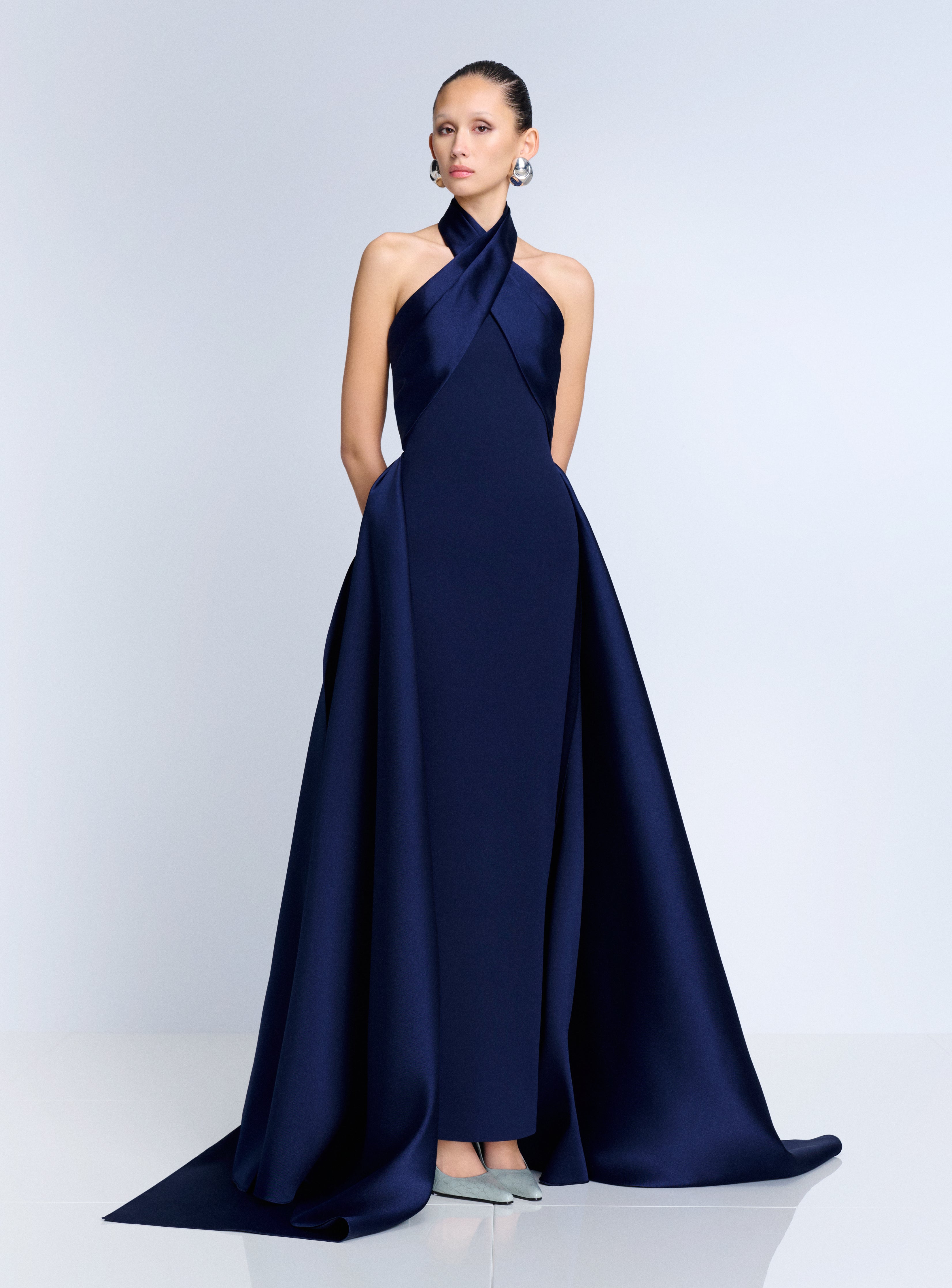 solace london halter dress The Rumi Maxi in Navy Mid Calf evening events Black Short Summer dress Colour:Petrol