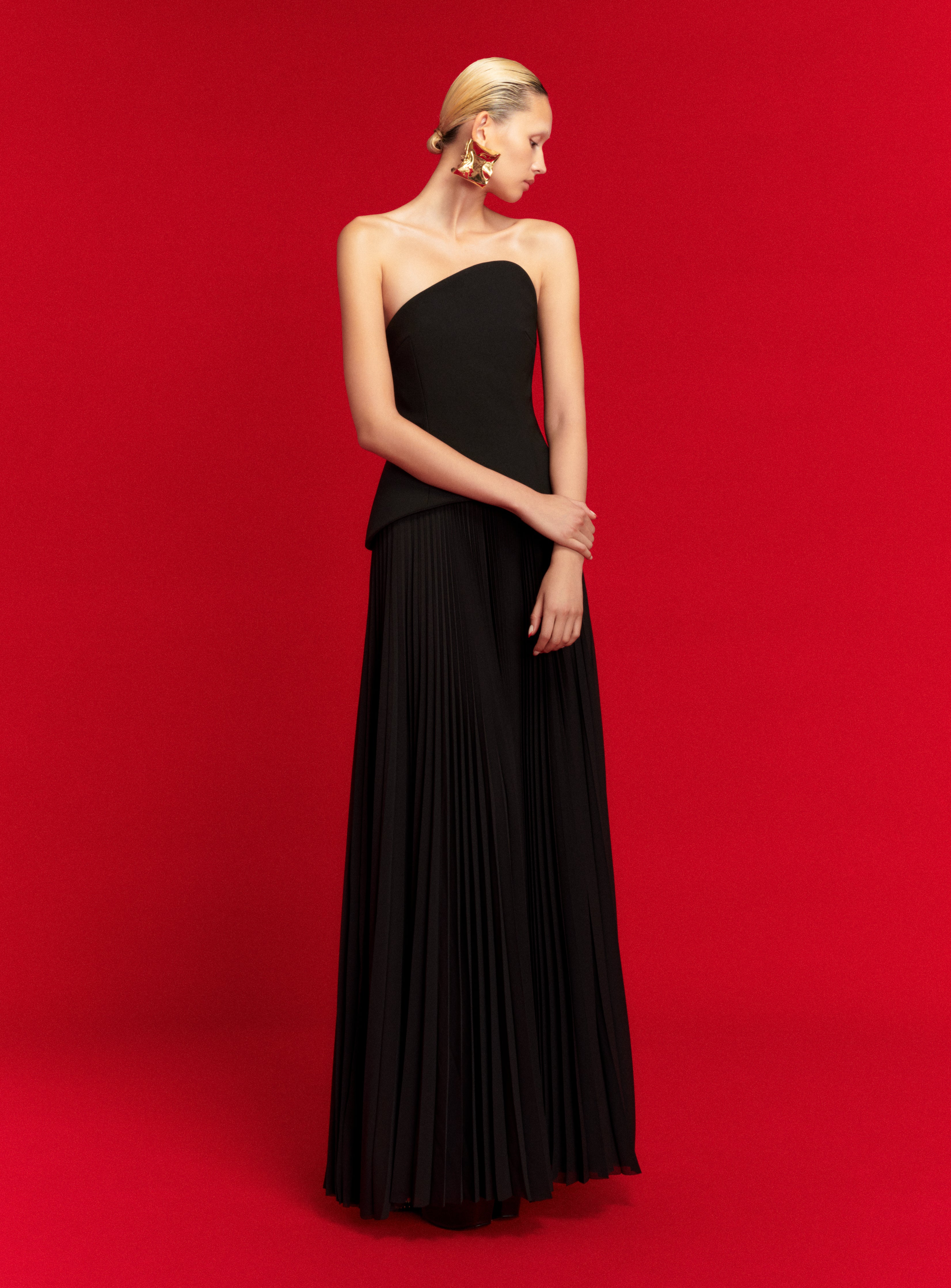 solace london pleated dress Britt pleated crepe gown - blue