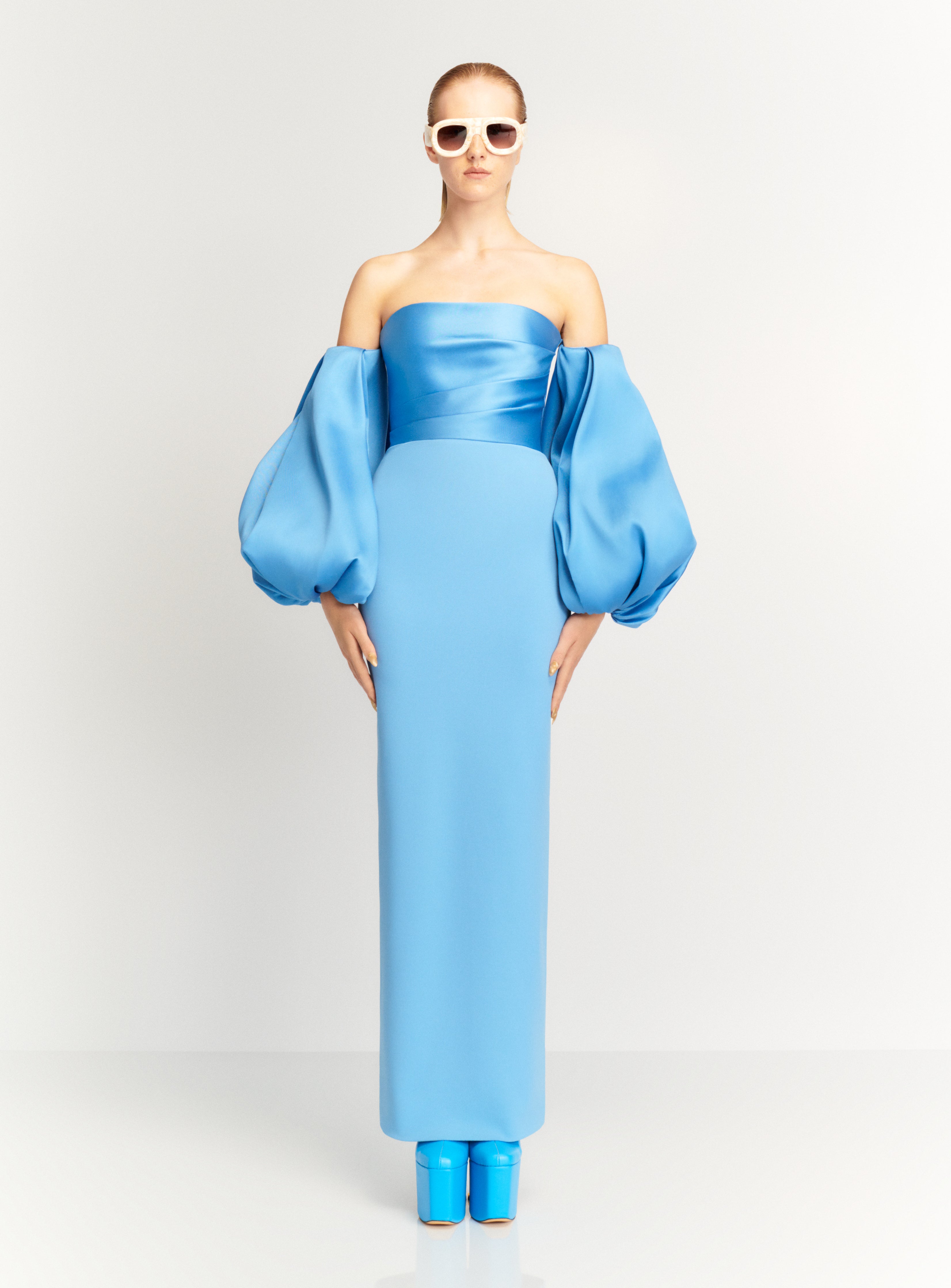 The Carmen Maxi Dress in Bluebell  Solace London