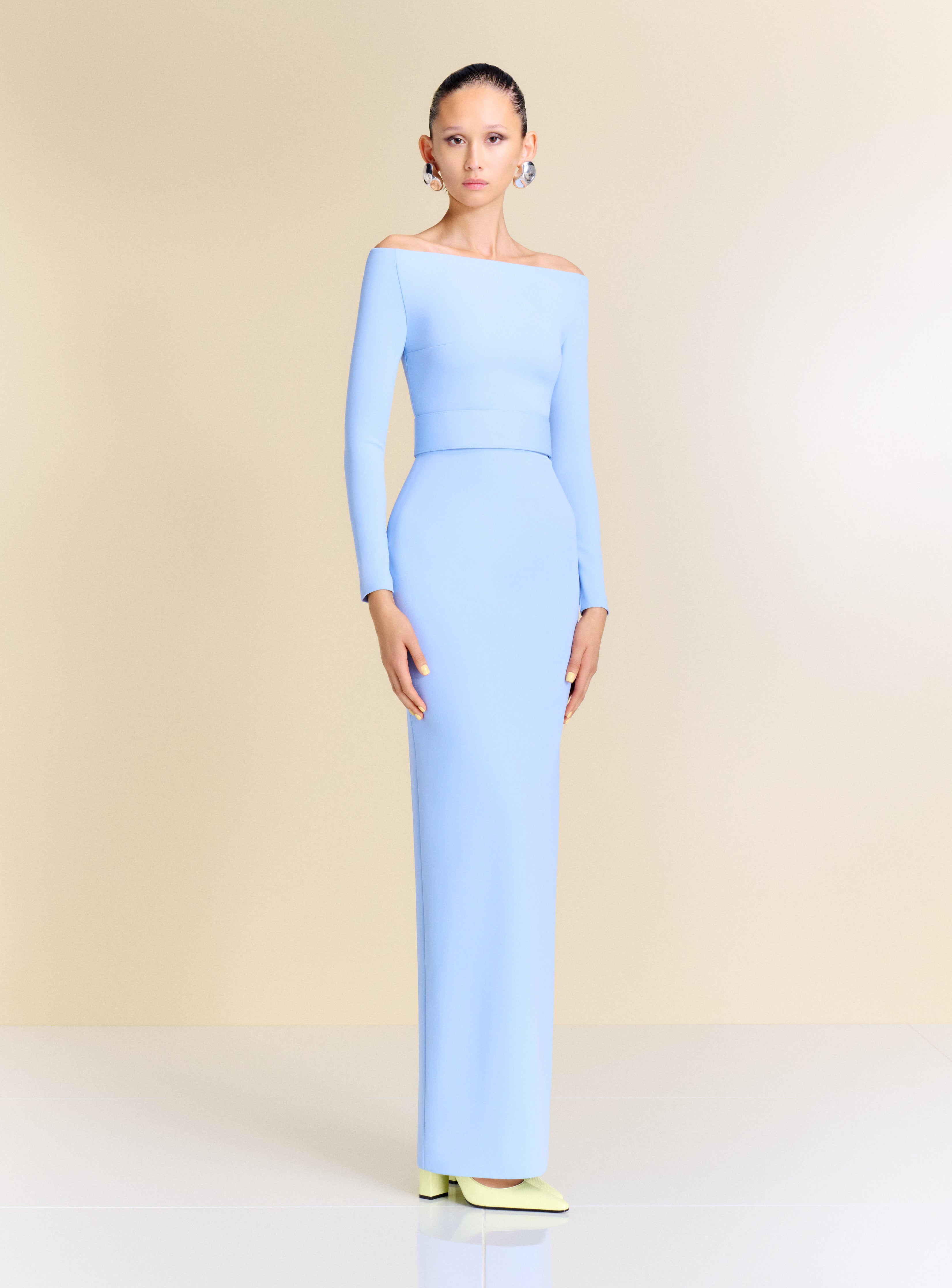 dark pastel blue dress The Sabina Maxi in Light – Solace London Color:Taupe Stripe bust 36.2 For Love & Lemons Patchwork Scotch & Soda Maxi