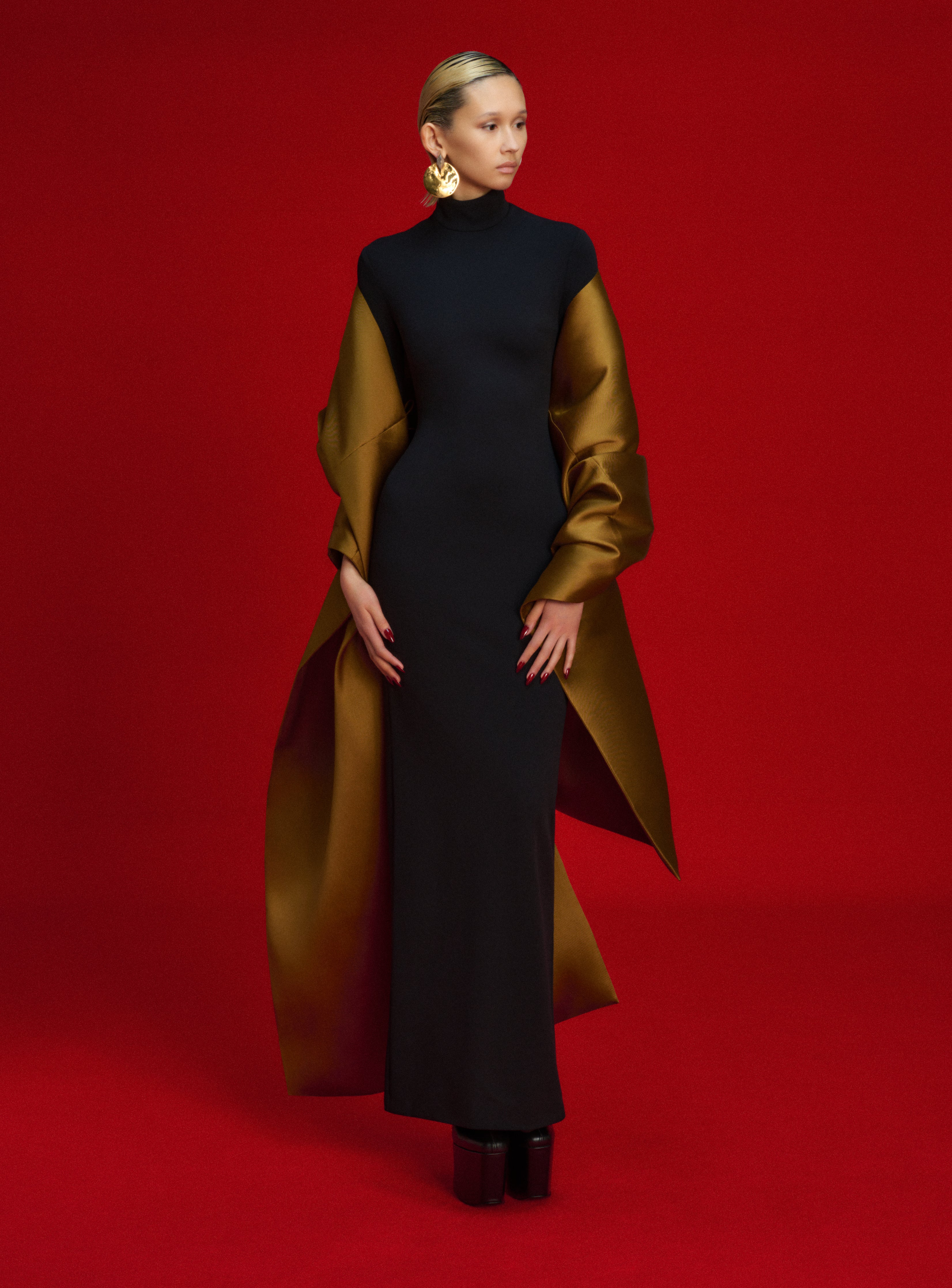 The Lyana Maxi Dress in Gold and Black Solace London The Lyana Maxi Dress in Gold and Black Solace London