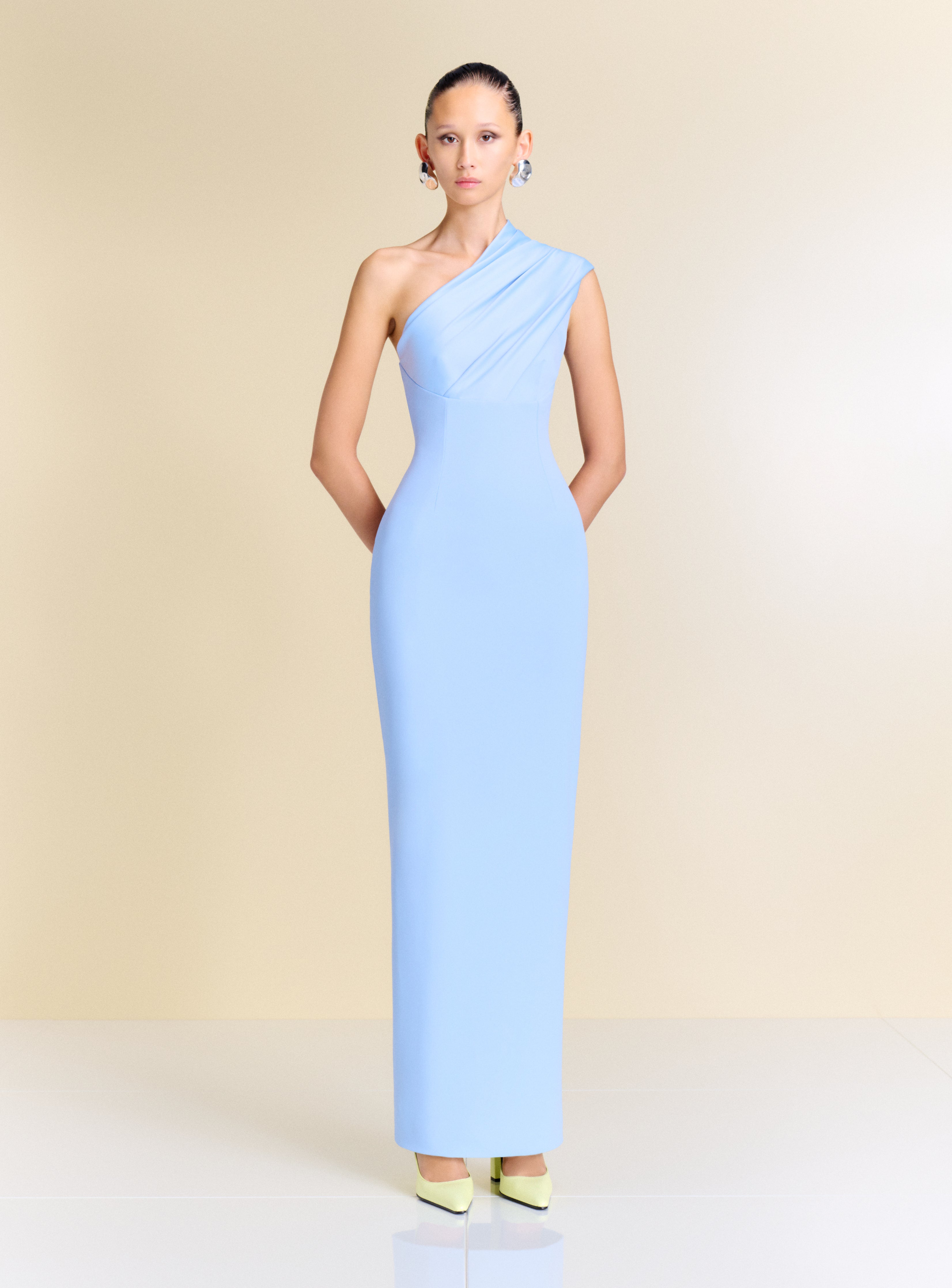 solace london one shoulder belted maxi dress The Gracie in Light Blue laceweddingdress COLOUR:CHOC pressed to find elsewhere. Update: Stained Glass Gown