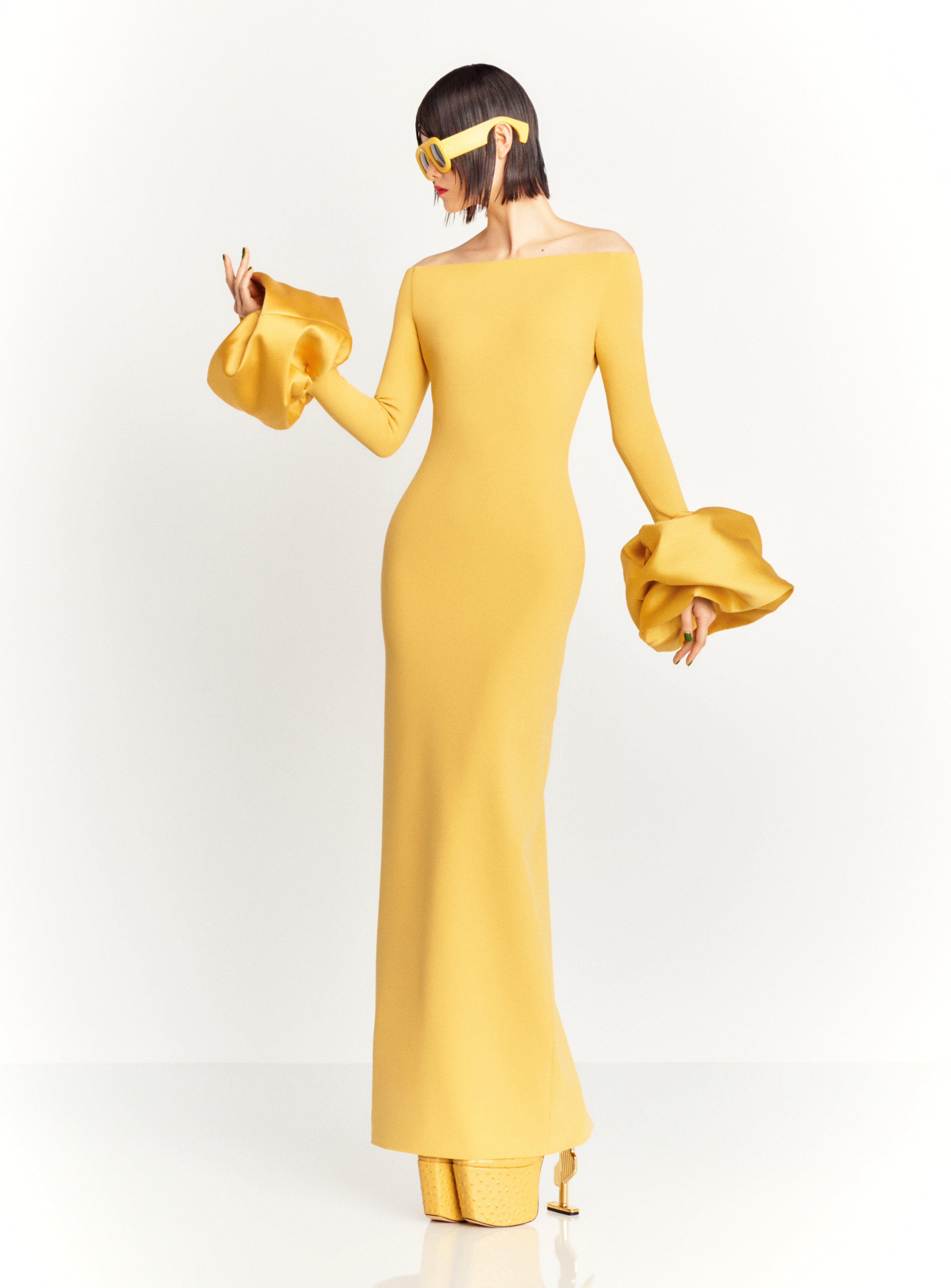 unique mother of the bride dresses Zanna Modern Long Sleeves Ruched Long Velvet Mother Of The Bride Dress