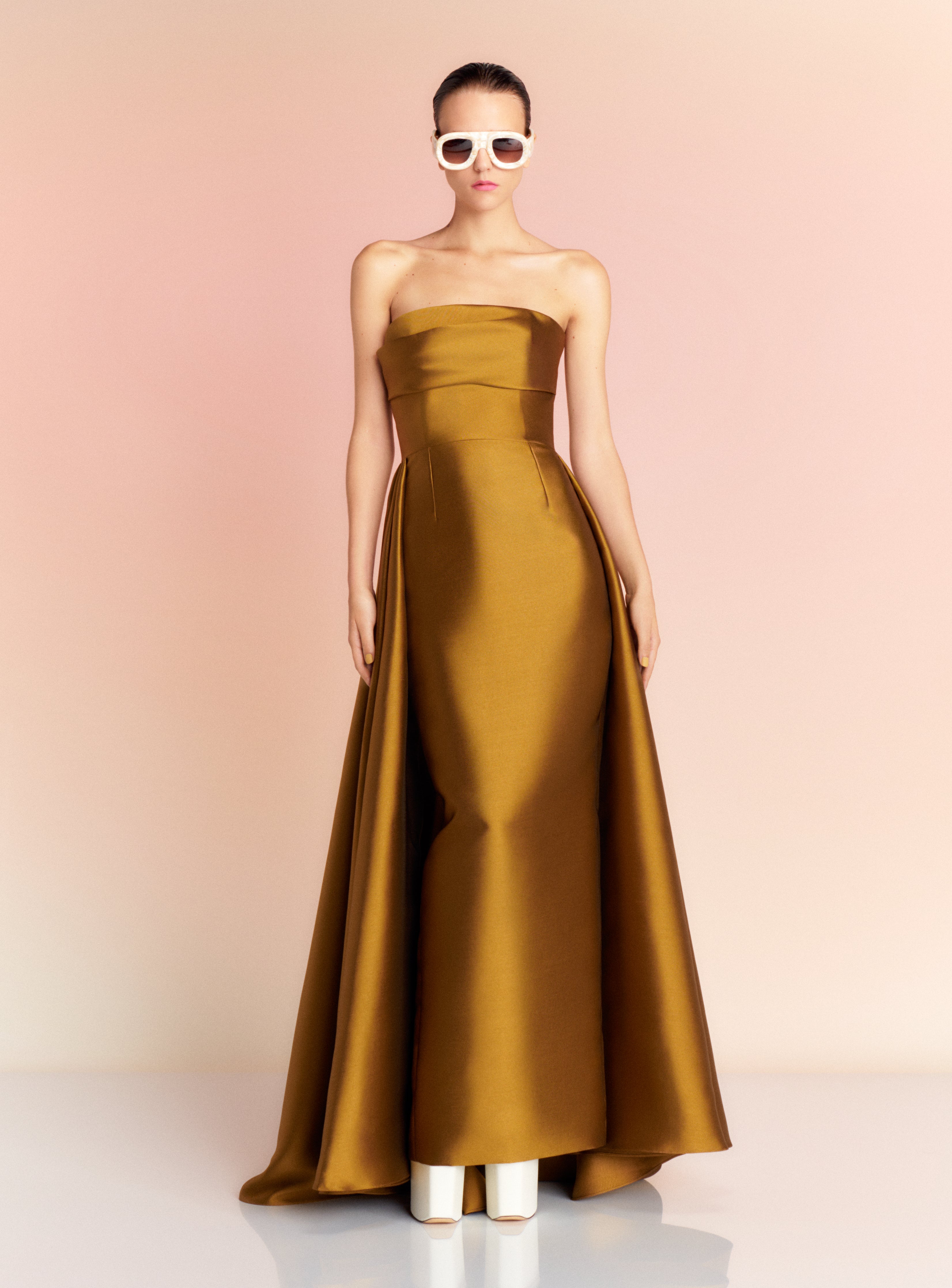 chinese dress ladies Look 5 Empire Line Maxi Dress Gold Shimmer main image 1