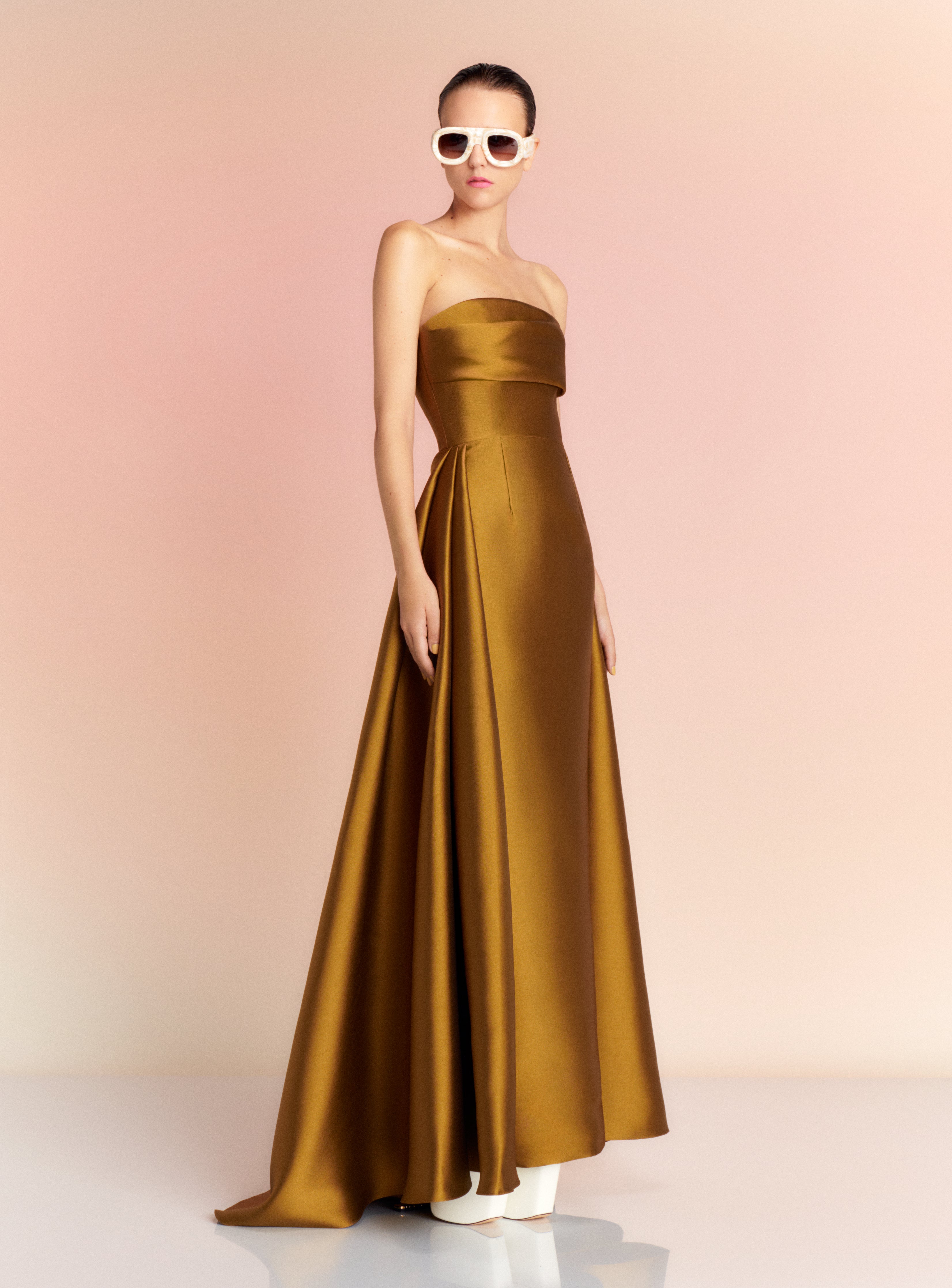 The Tiffany Maxi Dress in Gold Solace London The Tiffany Maxi Dress in Gold Solace London