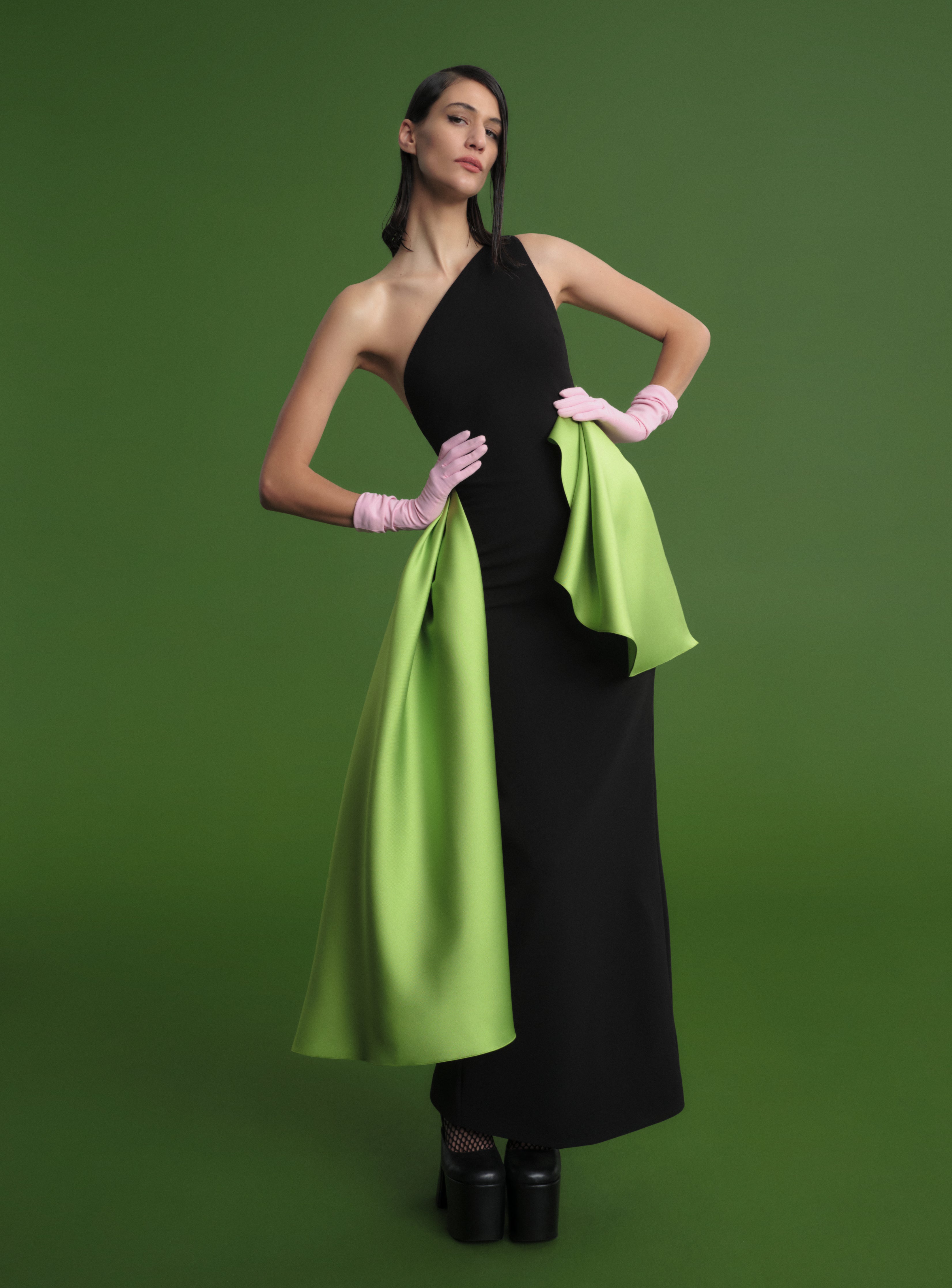 The Calla Maxi Dress in Black & Chartreuse – Solace London