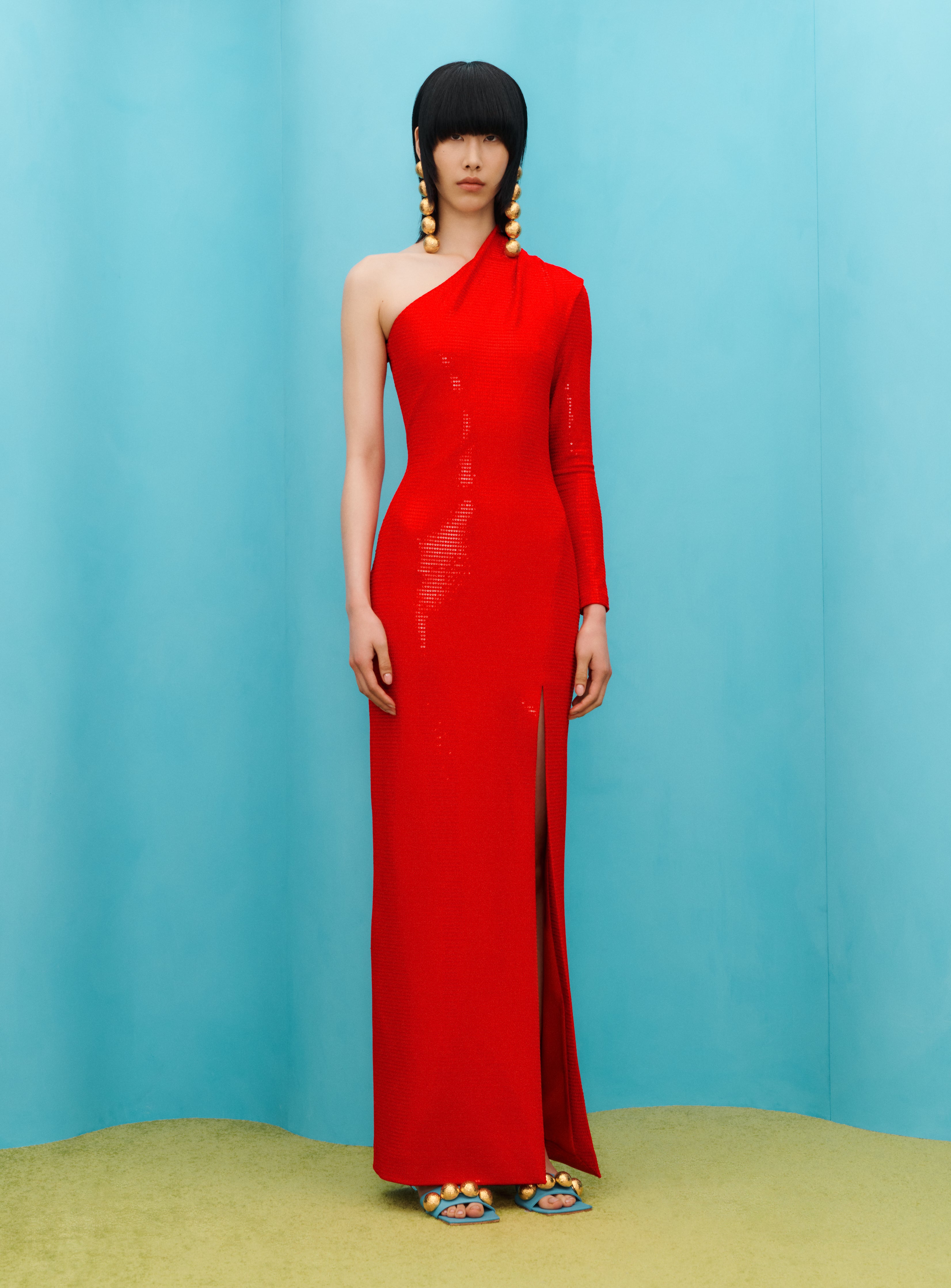 solace london one shoulder dress Alba one-shoulder crystal-embellished faille gown - red
