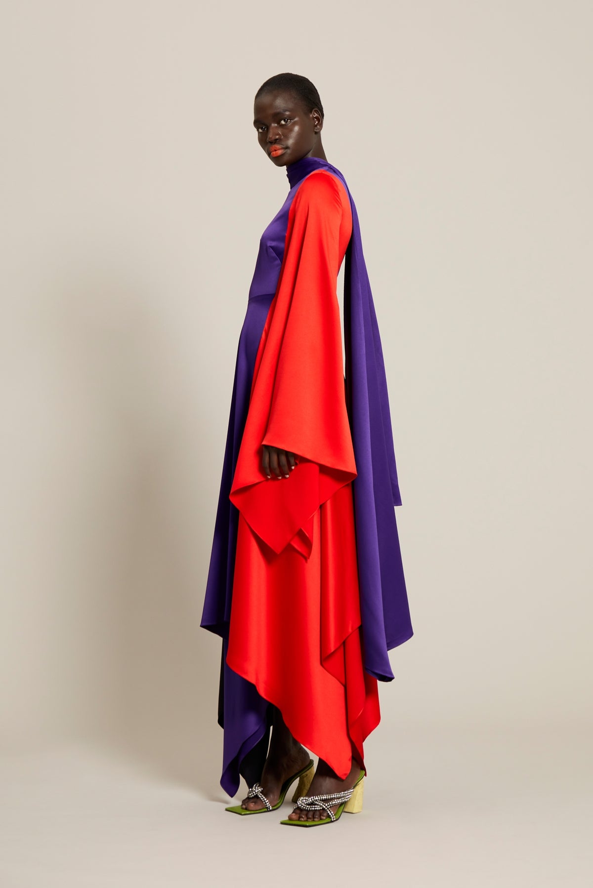 The Ella Dress in Colour Block Purple  Solace London