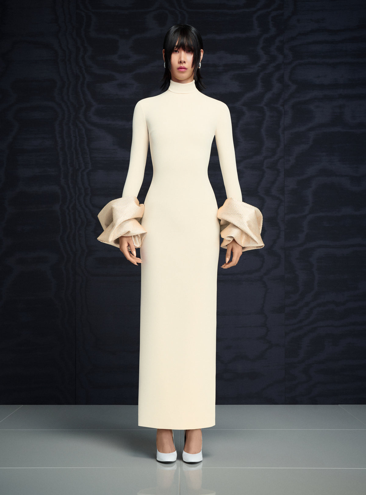 The Viviana Crystal Maxi Dress in Pearl