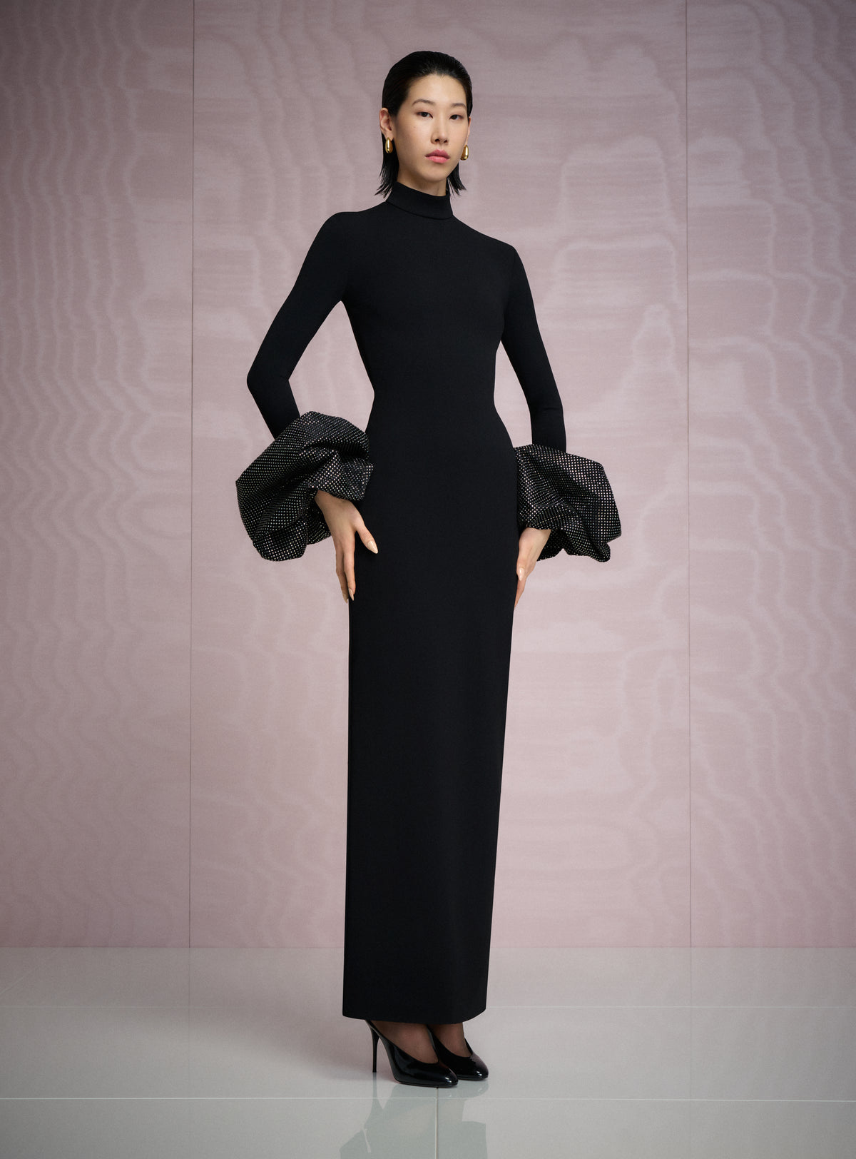 The Viviana Crystal Maxi Dress in Black