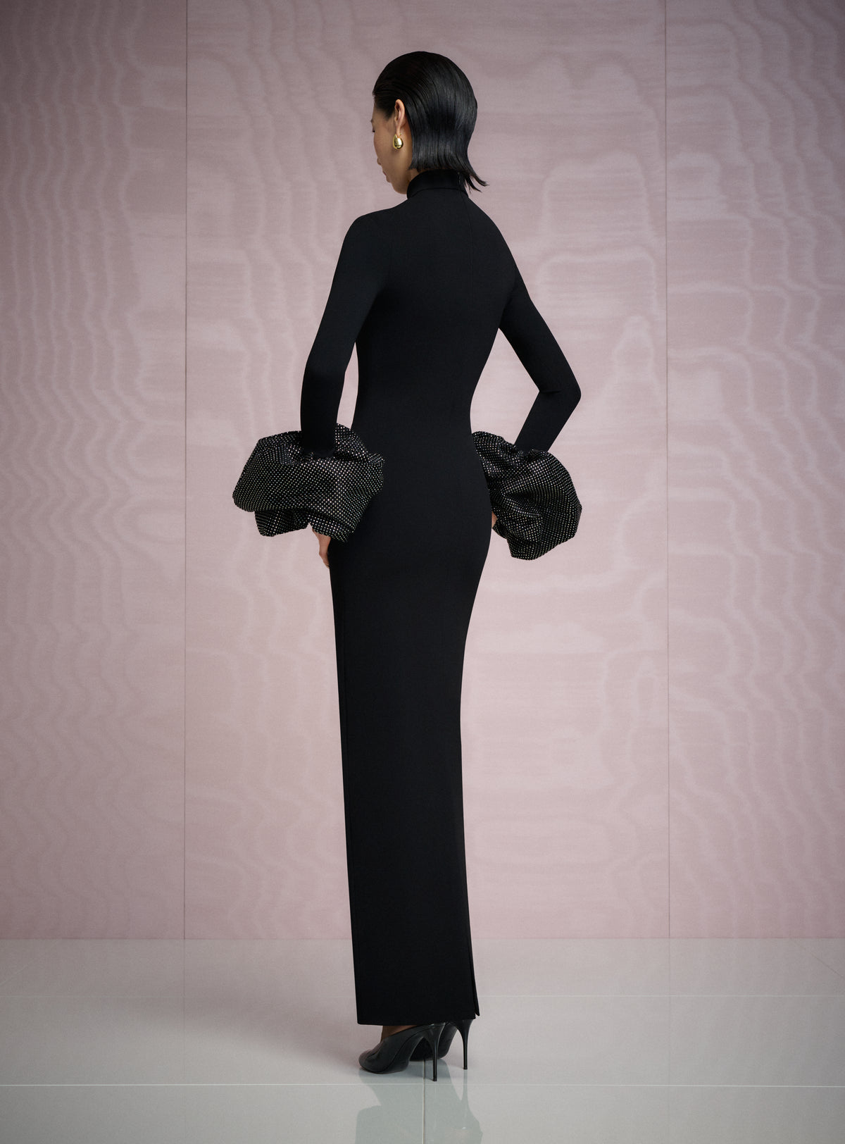 The Viviana Crystal Maxi Dress in Black