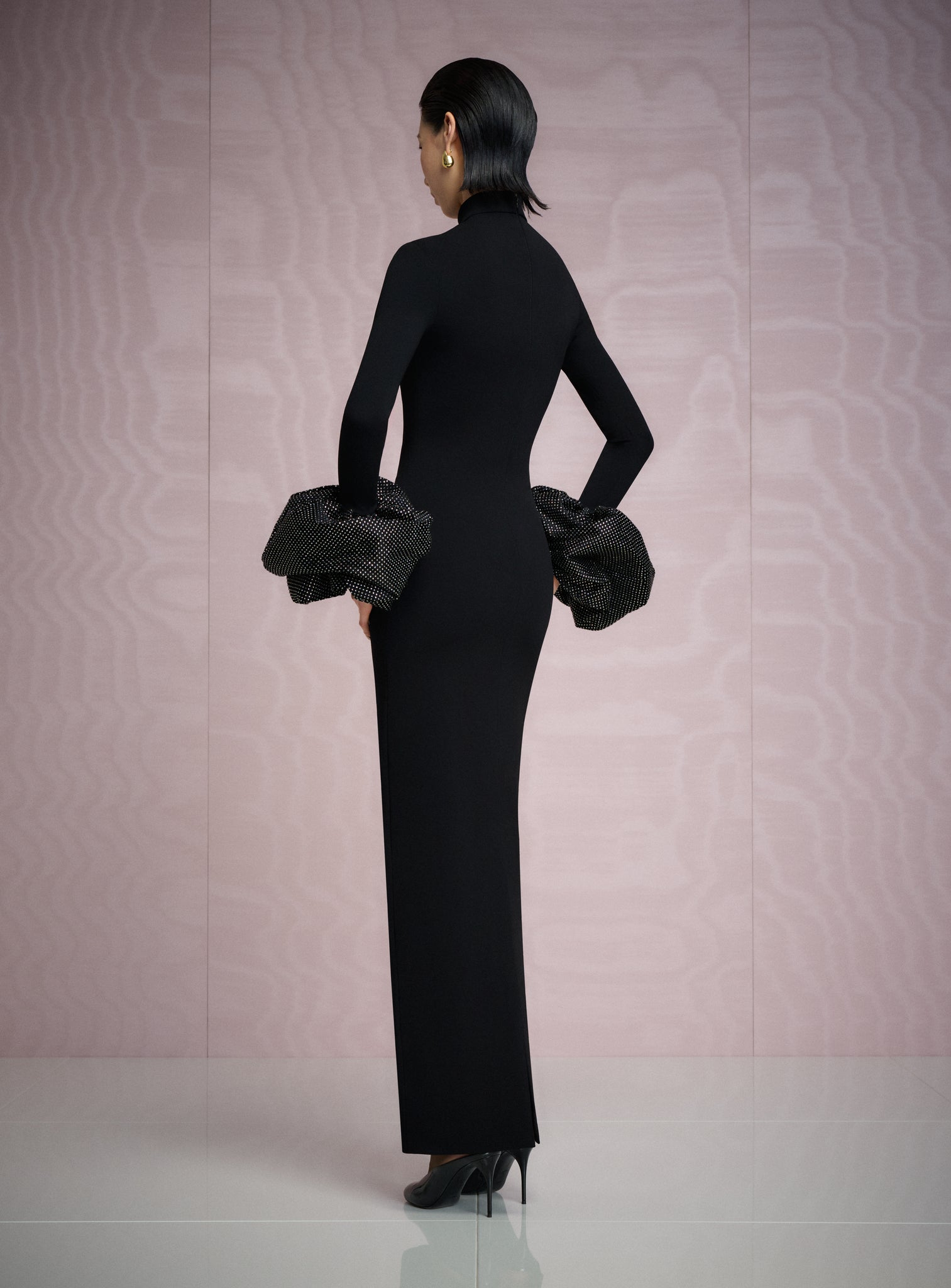 The Viviana Crystal Maxi Dress in Black