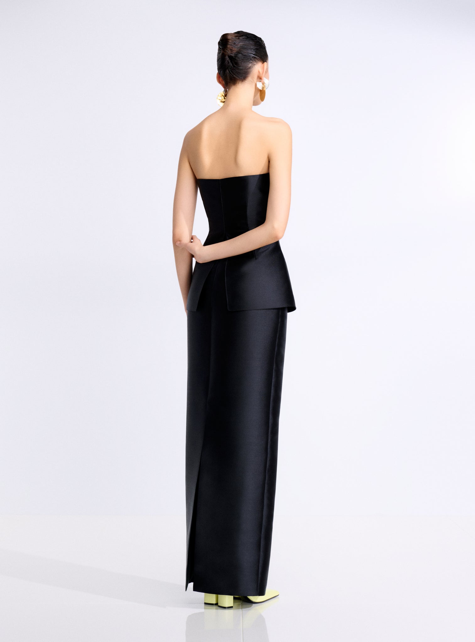 lucille strapless maxi dress The in Black with a composition of swing dresses vintage Color:Navy/Lilac Azazie Nyla