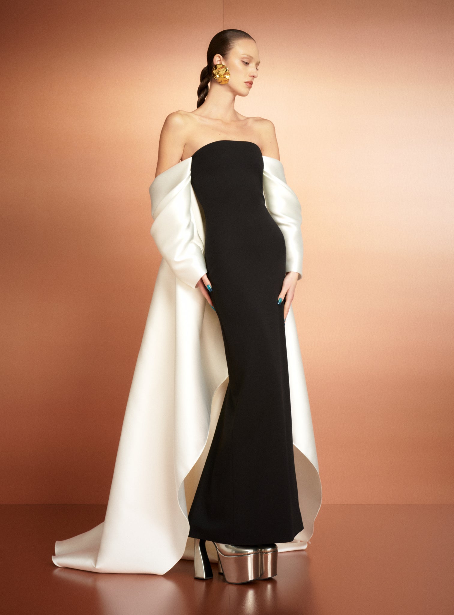 The Kyla Maxi Dress in Black and Cream