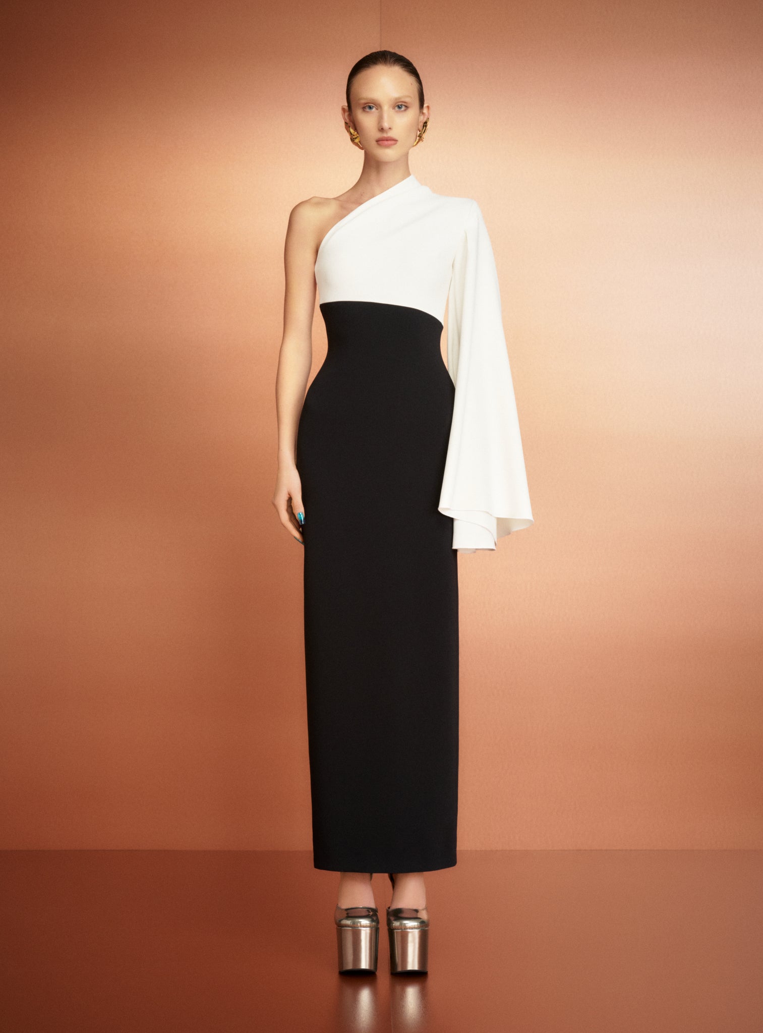 The Elisa Maxi Dress in Cream and Black
