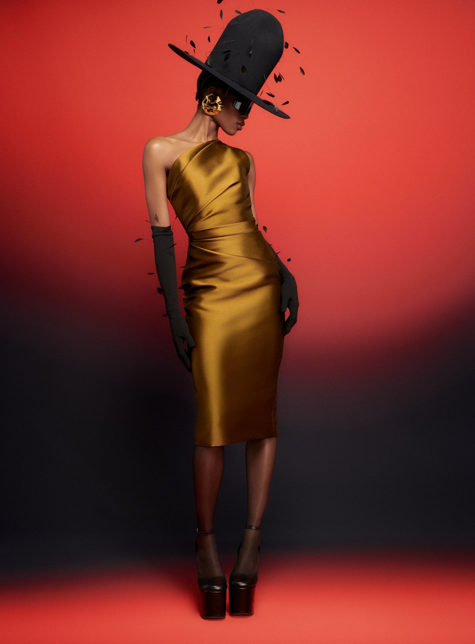 The Orla Midi Dress in Gold