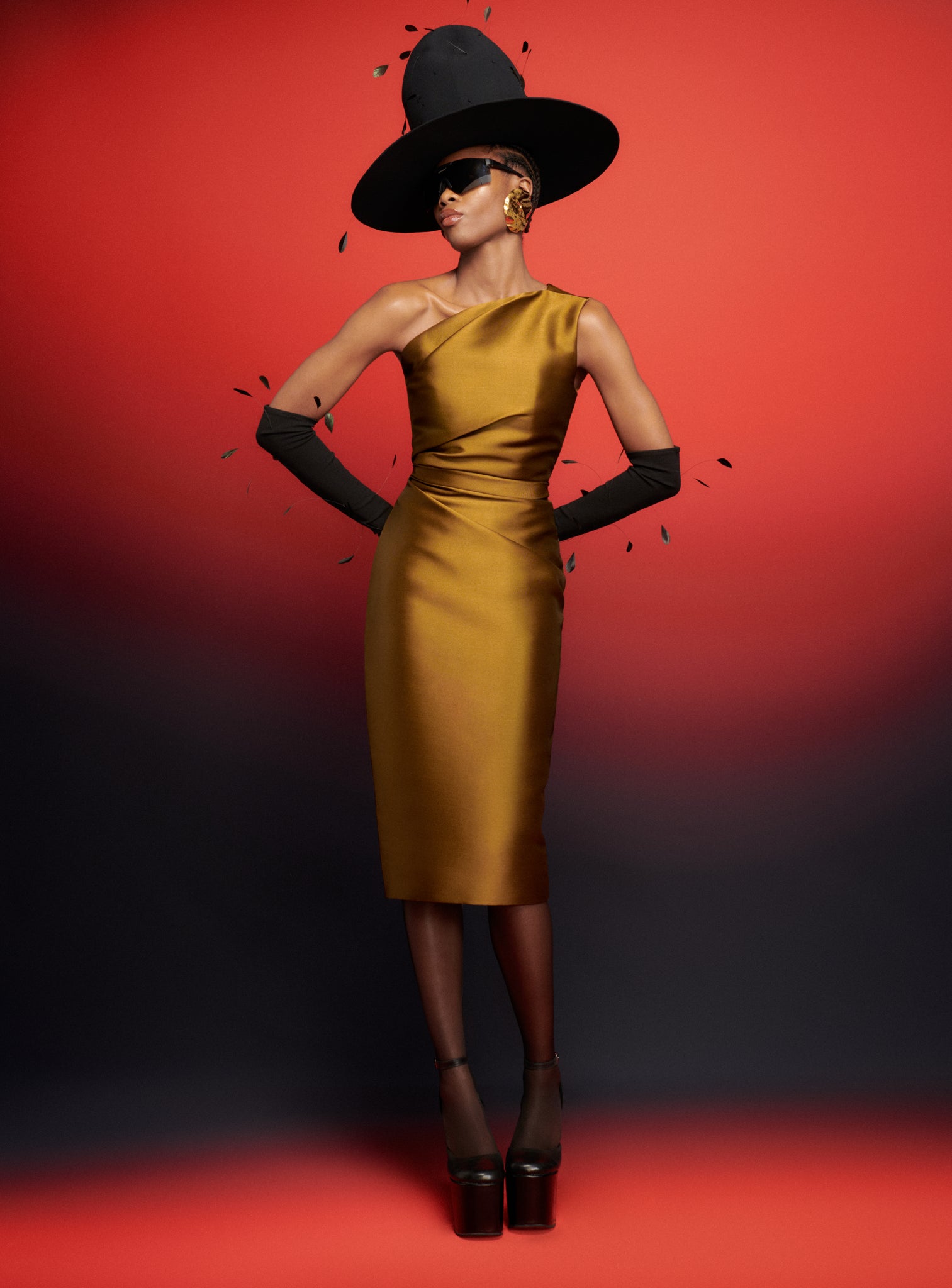 The Orla Midi Dress in Gold The Orla Midi Dress in Gold