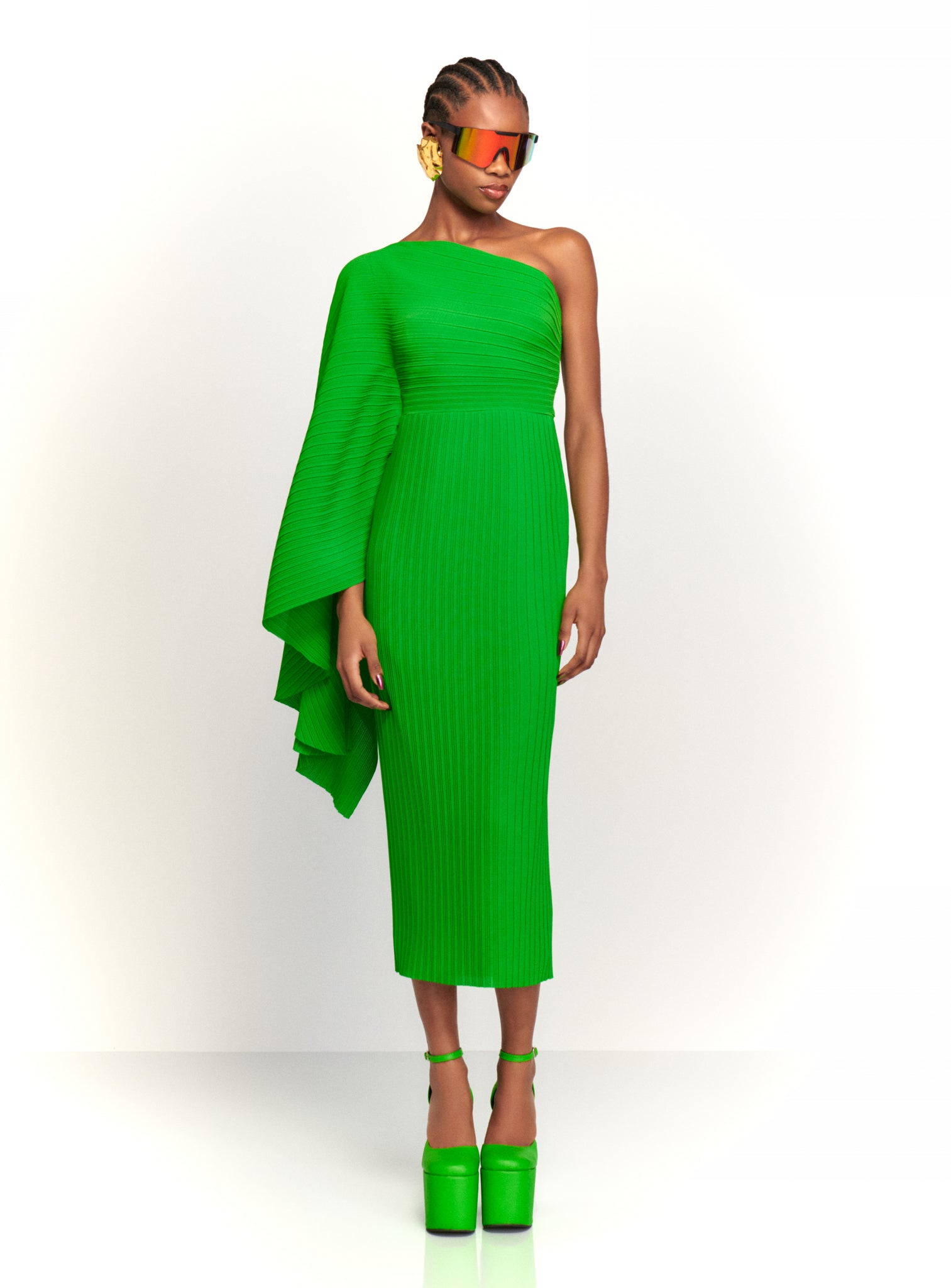 The Lenna Midi Dress in Bright Green