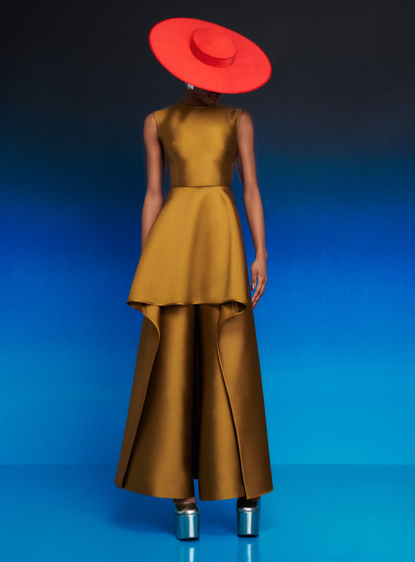 strapless open back dress Taylor Ombre Orange Cambria Chiffon Pleated Tie Sleeveless Midi Dress Size M main image 0