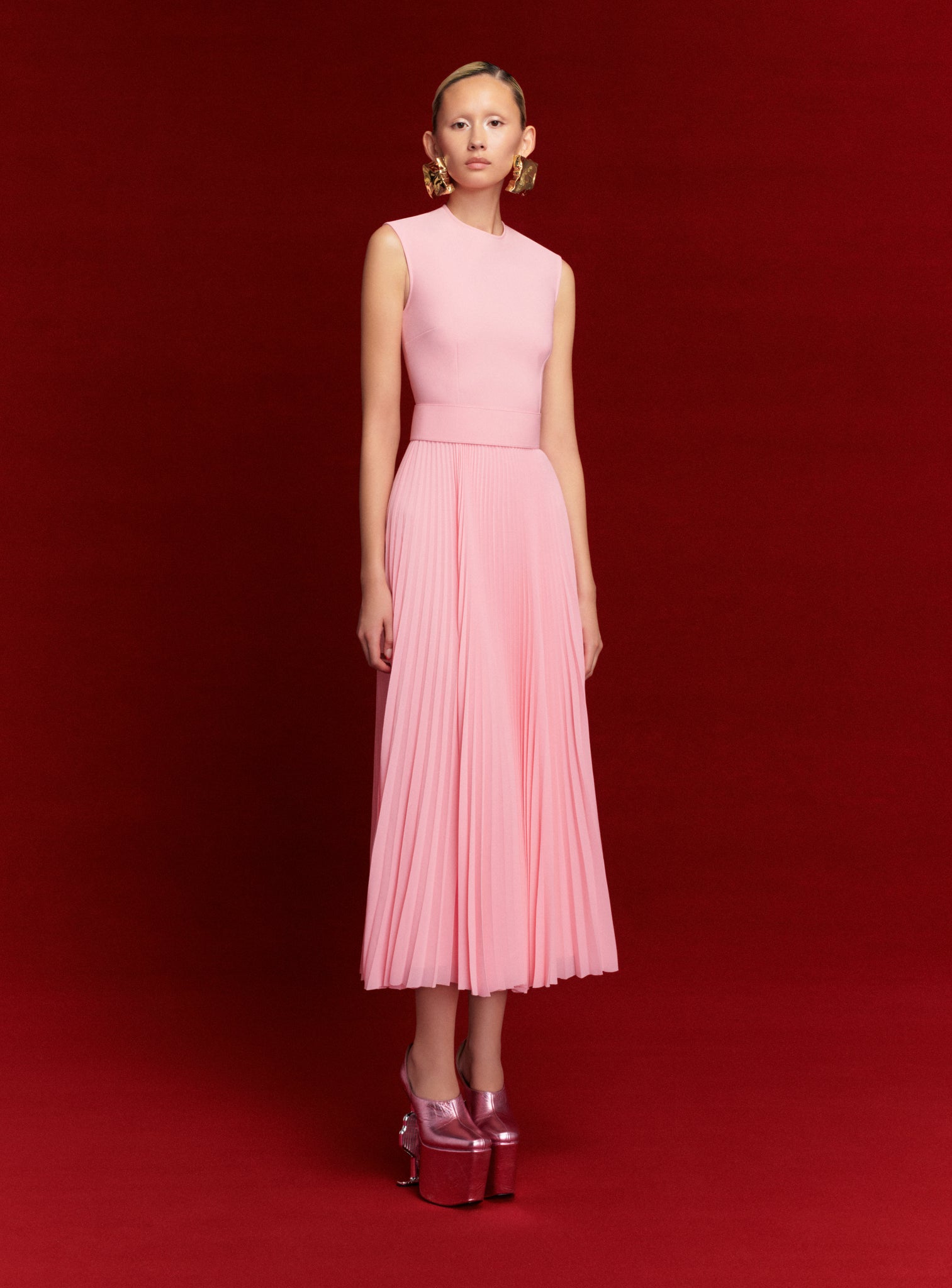 The Sophie Midi Dress in Powder Pink