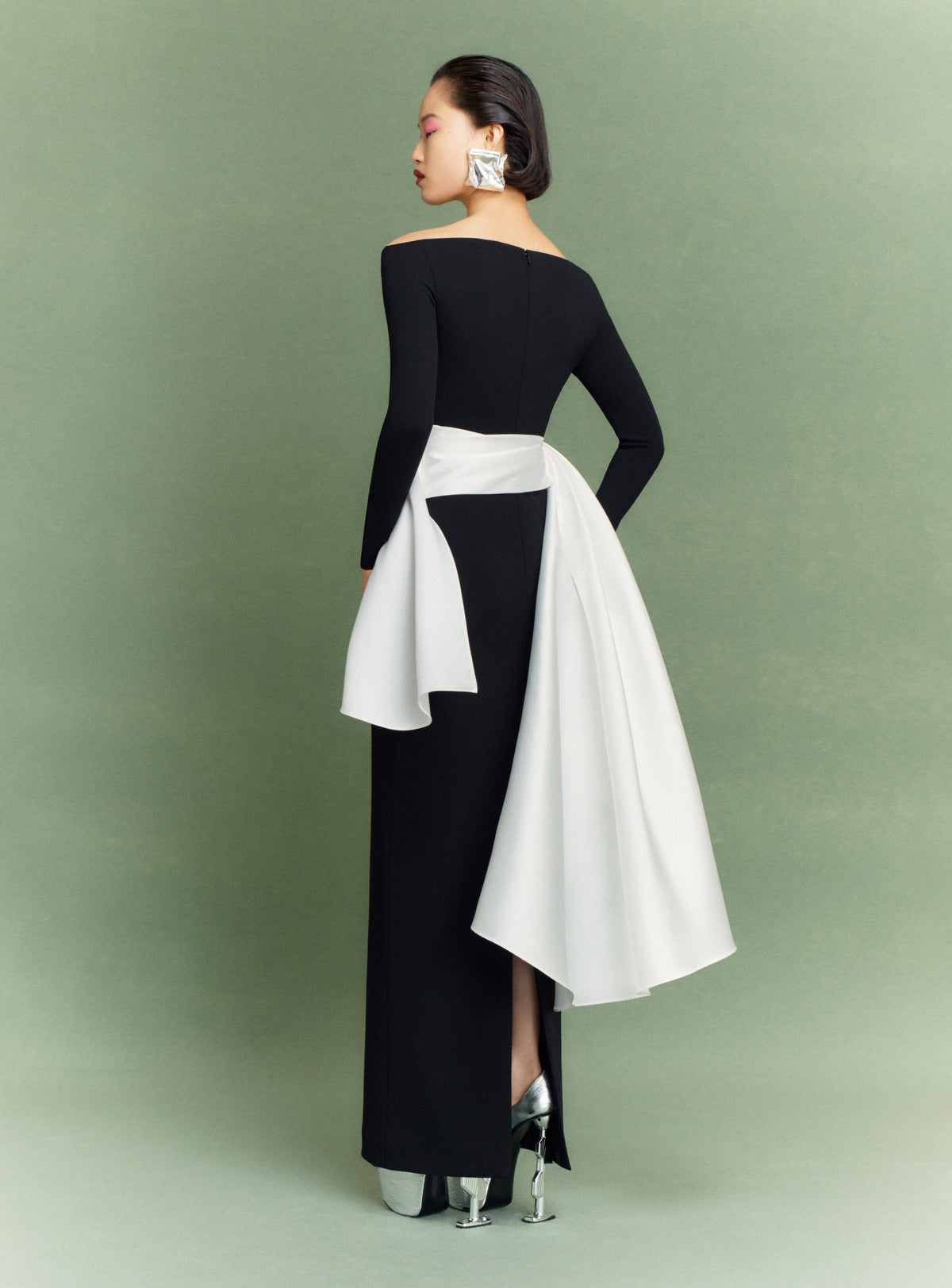 The Kiana Maxi Dress in Black and Cream