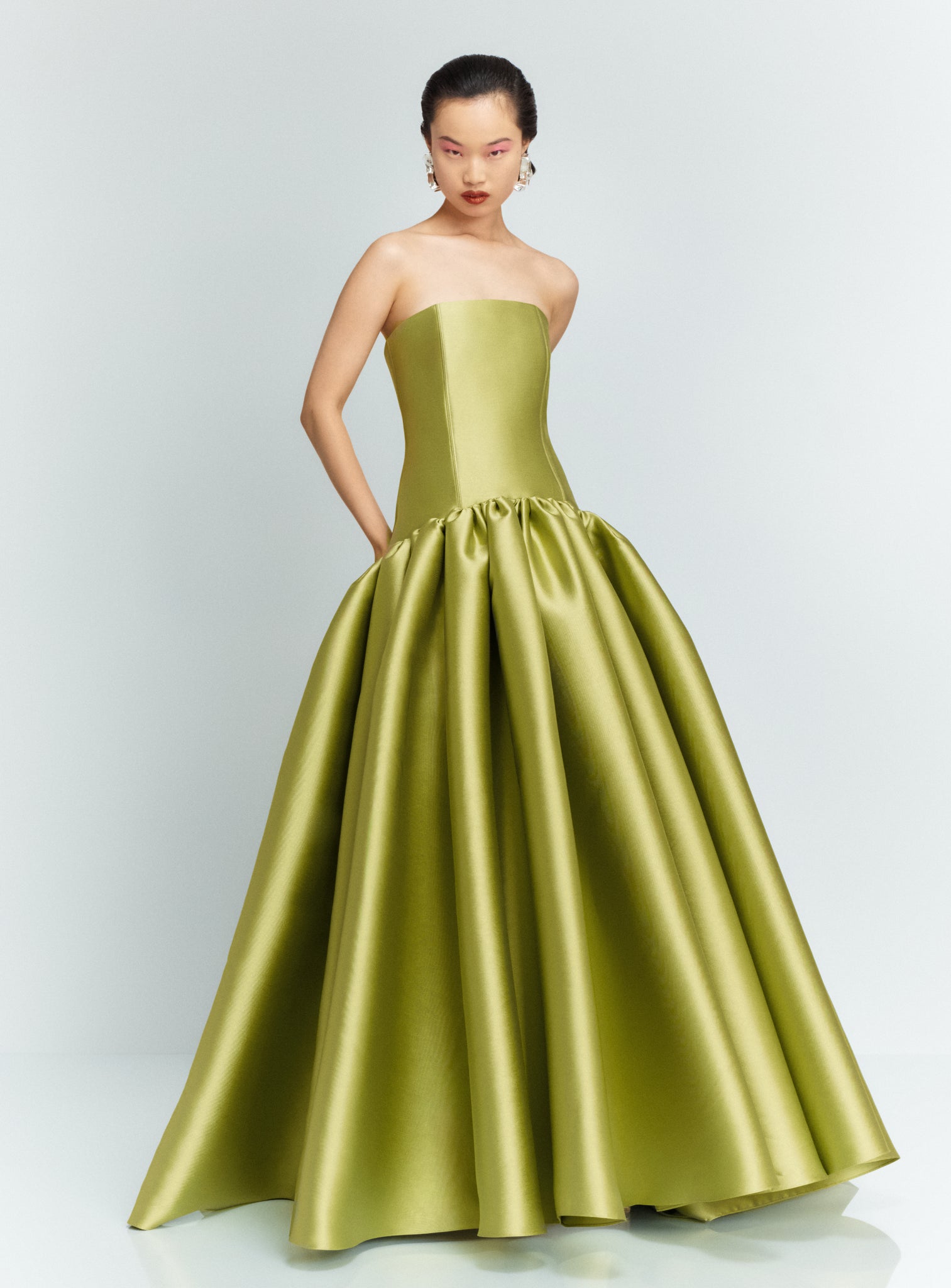 solace london green dress Dresses 10 this dress embodies a blend of style and grace Mock Neck Long Dress