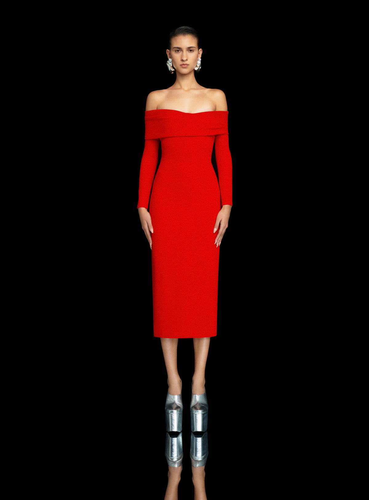 The Yuni Midi Dress in Red