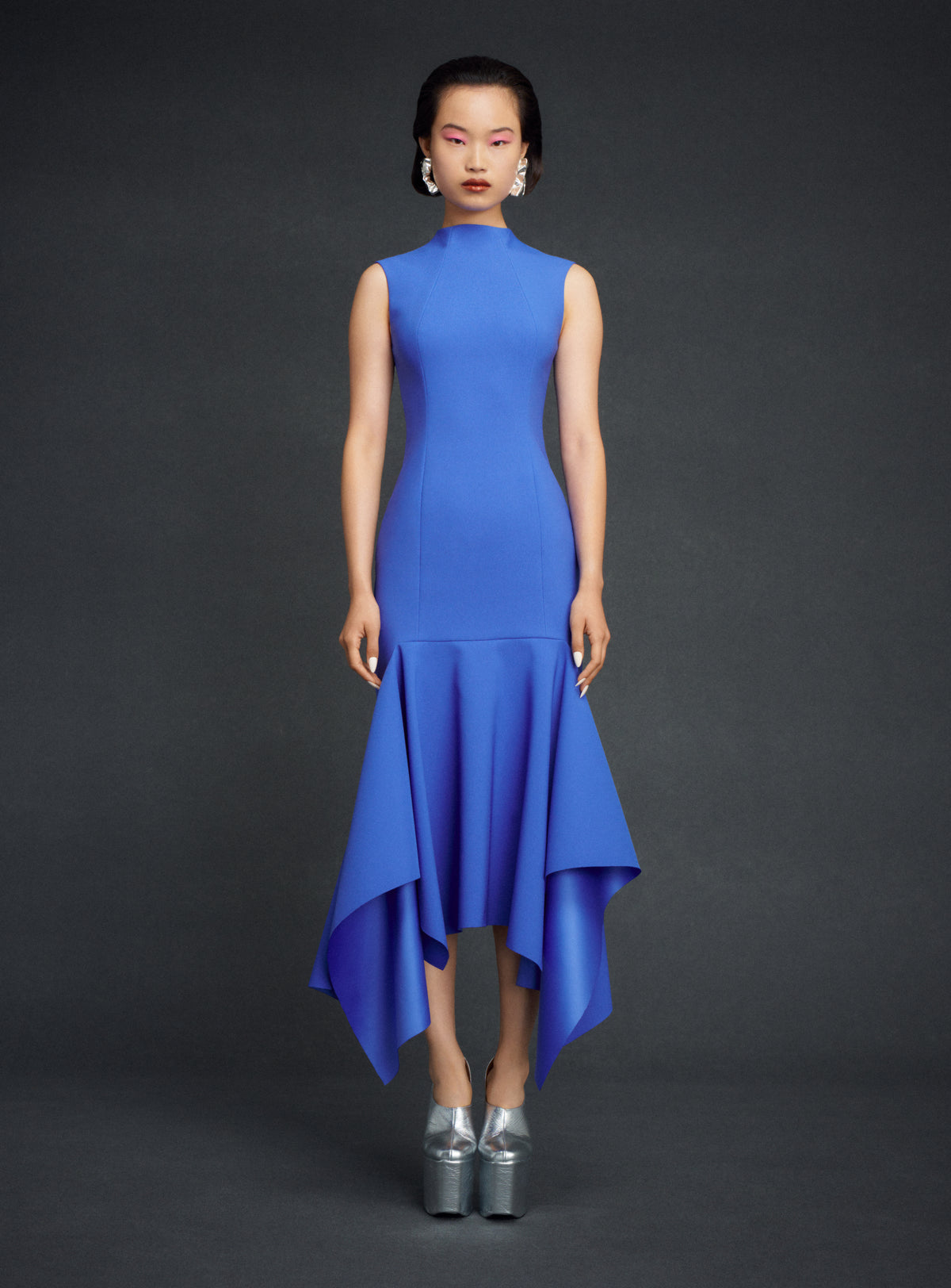 The Trinity Midi Dress in Iris Blue