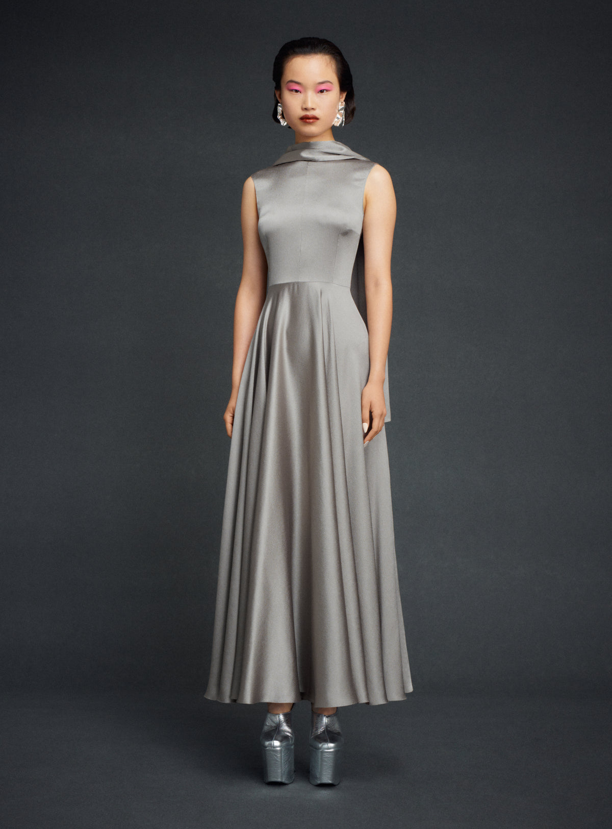 The Emelia Maxi Dress in Pewter