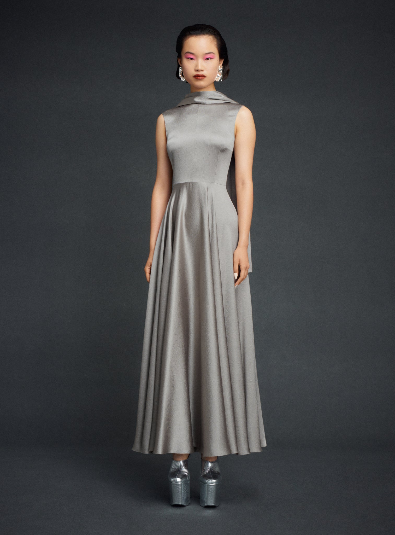 The Emelia Maxi Dress in Pewter
