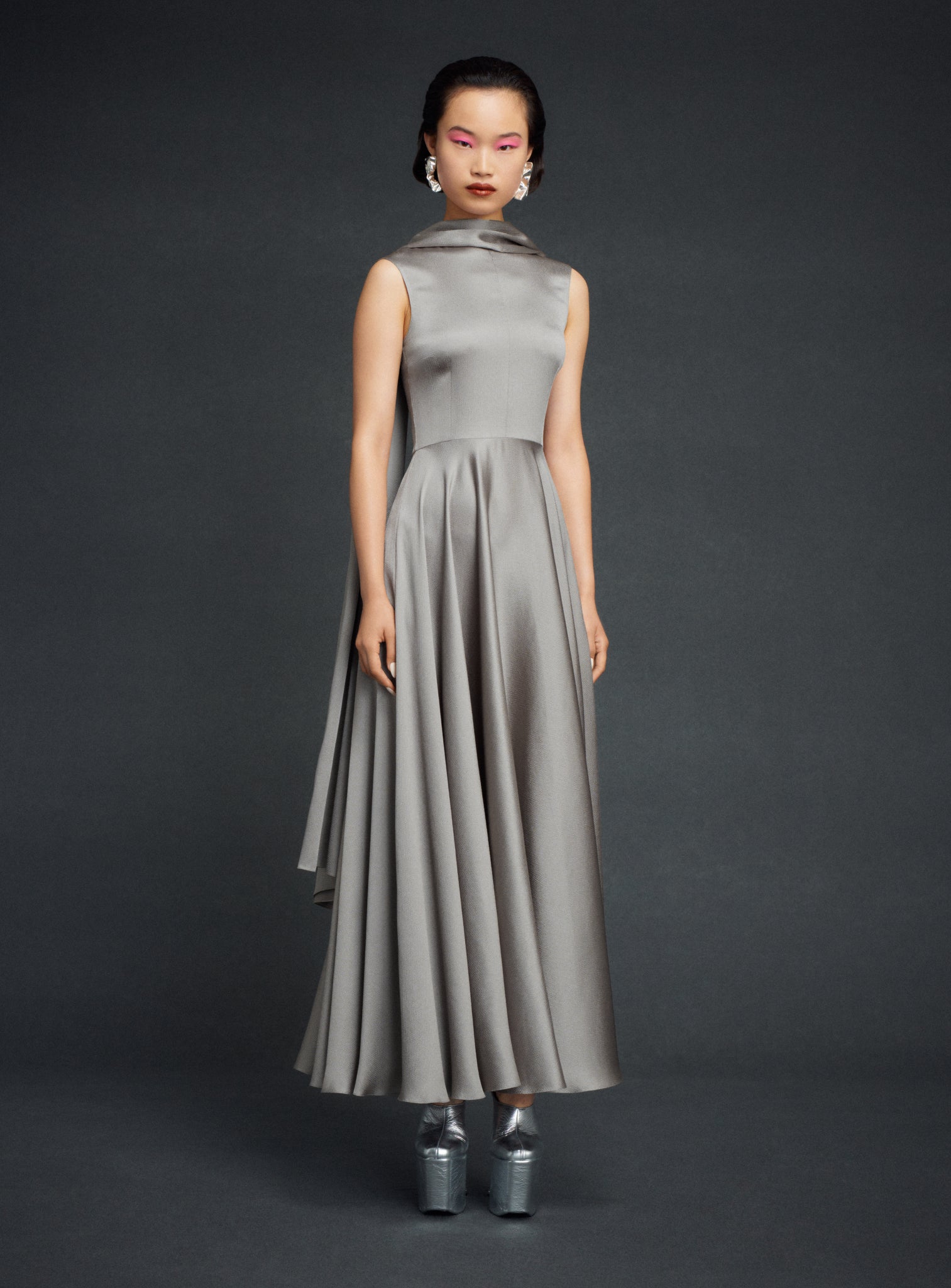solace london marcie ruched satin dress SOLACE LONDON Marcie Dress in stunning satin fabric