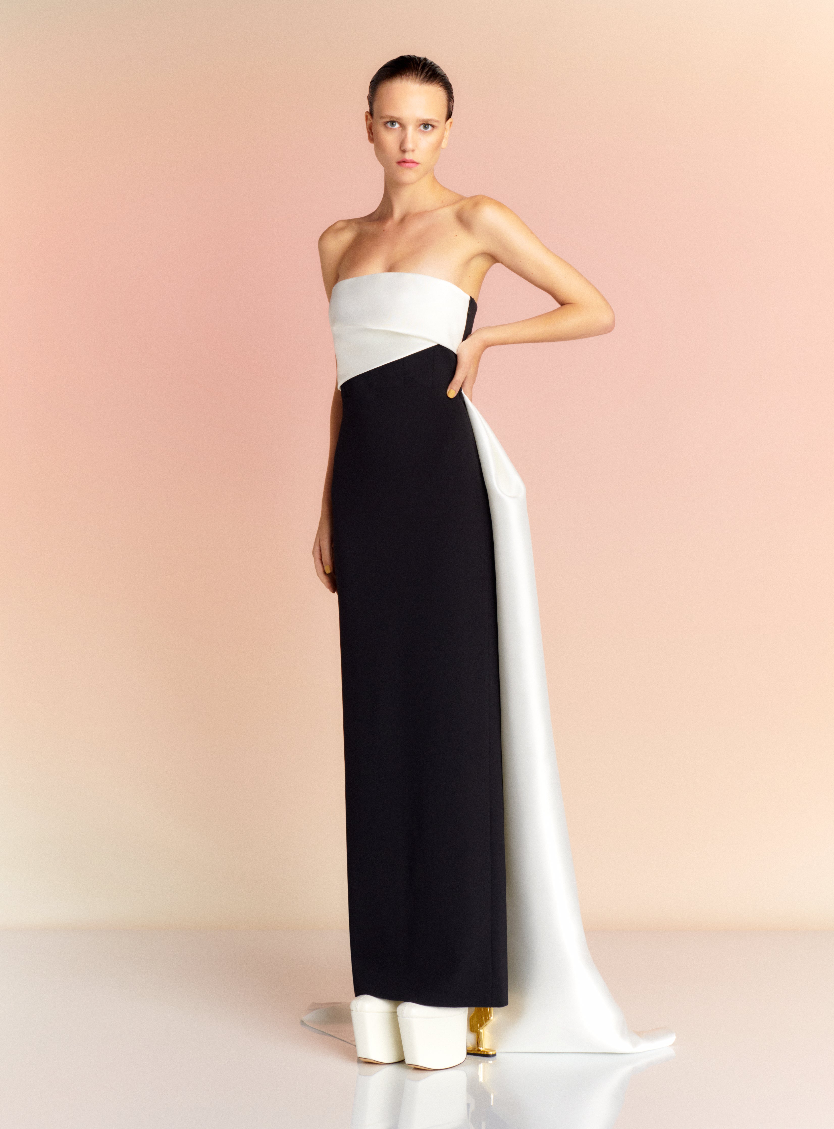 The Kinsley Maxi Dress in Black & Cream – Solace London