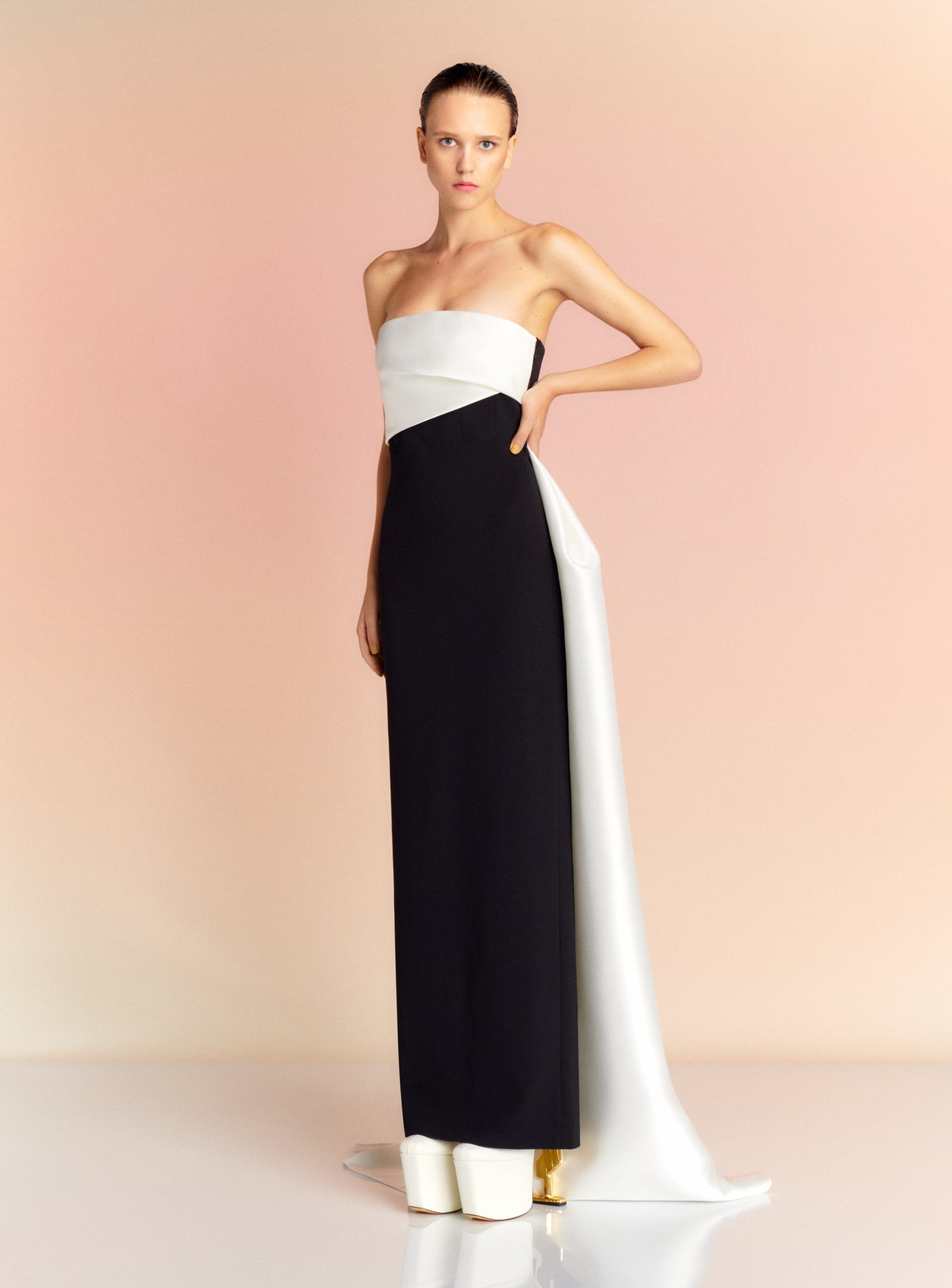 The Kinsley Maxi Dress in Black & Cream