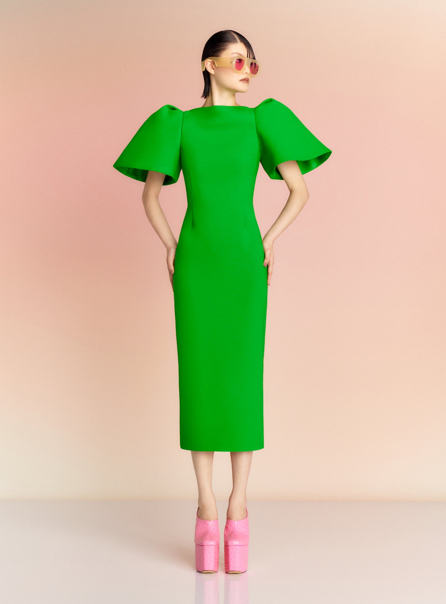 The Lora Midi Dress in Bright Green The Lora Midi Dress in Bright Green