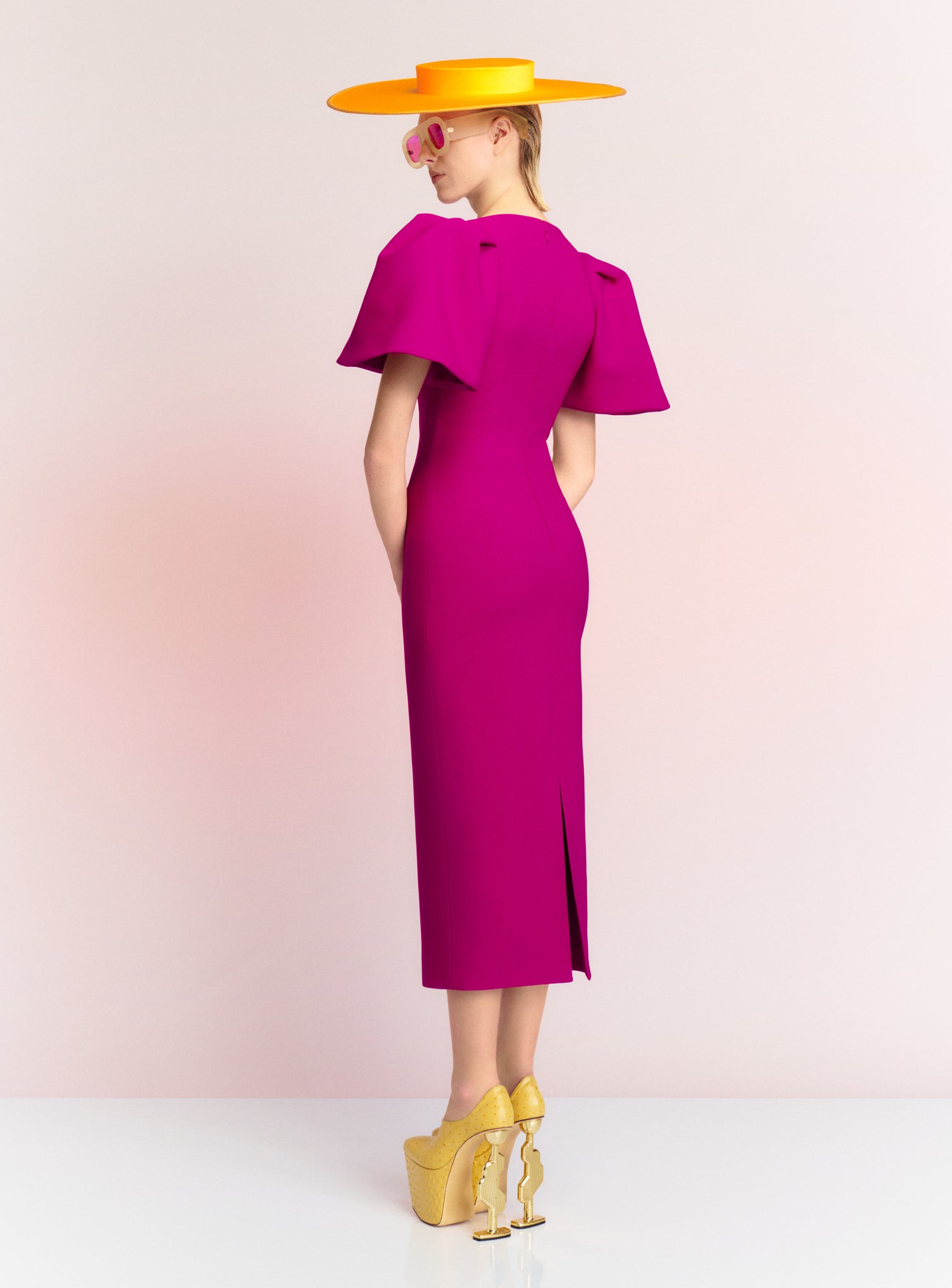 The Lora Midi Dress in Fuchsia