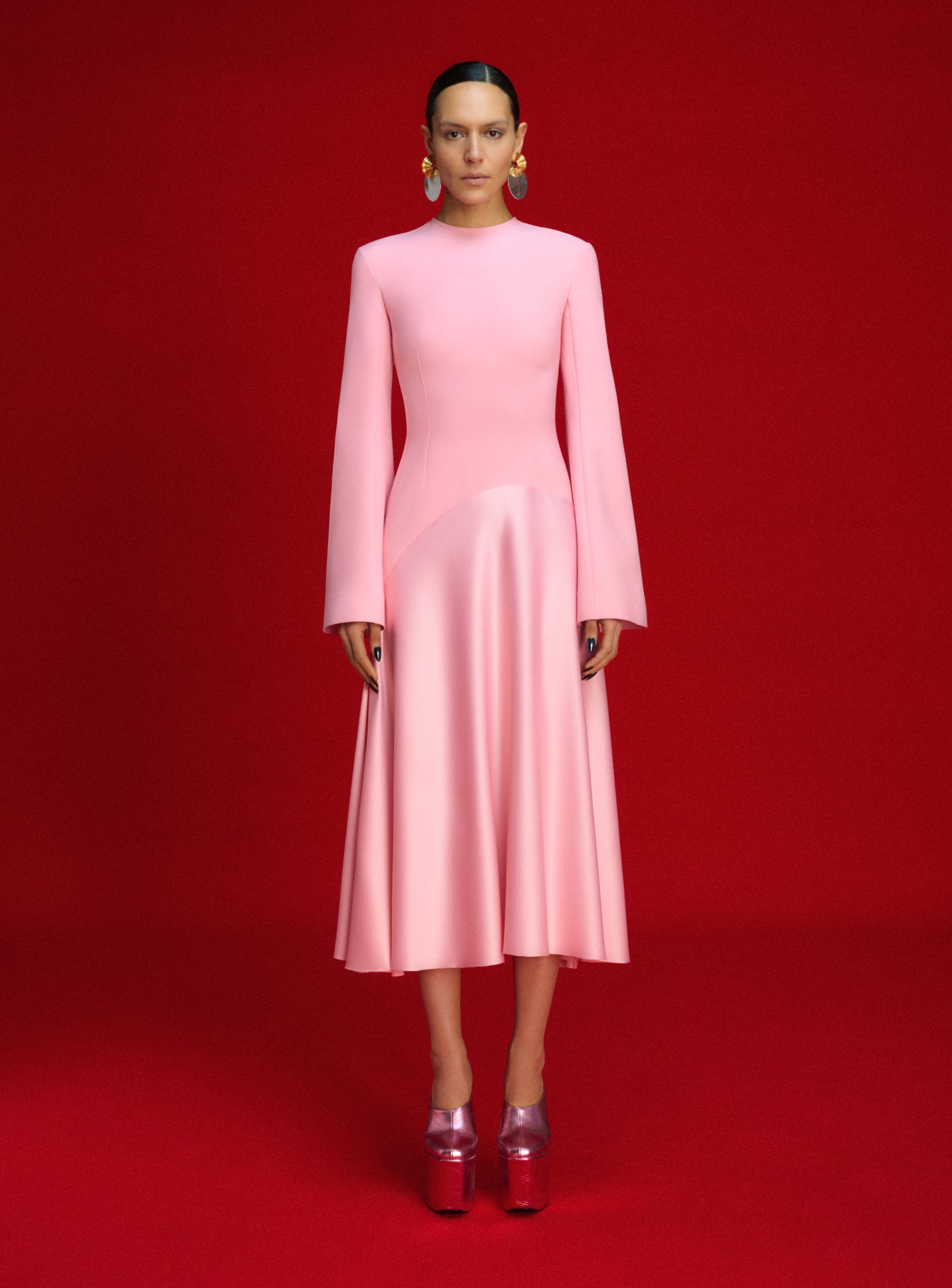 The Gaia Midi Dress in Soft Pink The Gaia Midi Dress in Soft Pink
