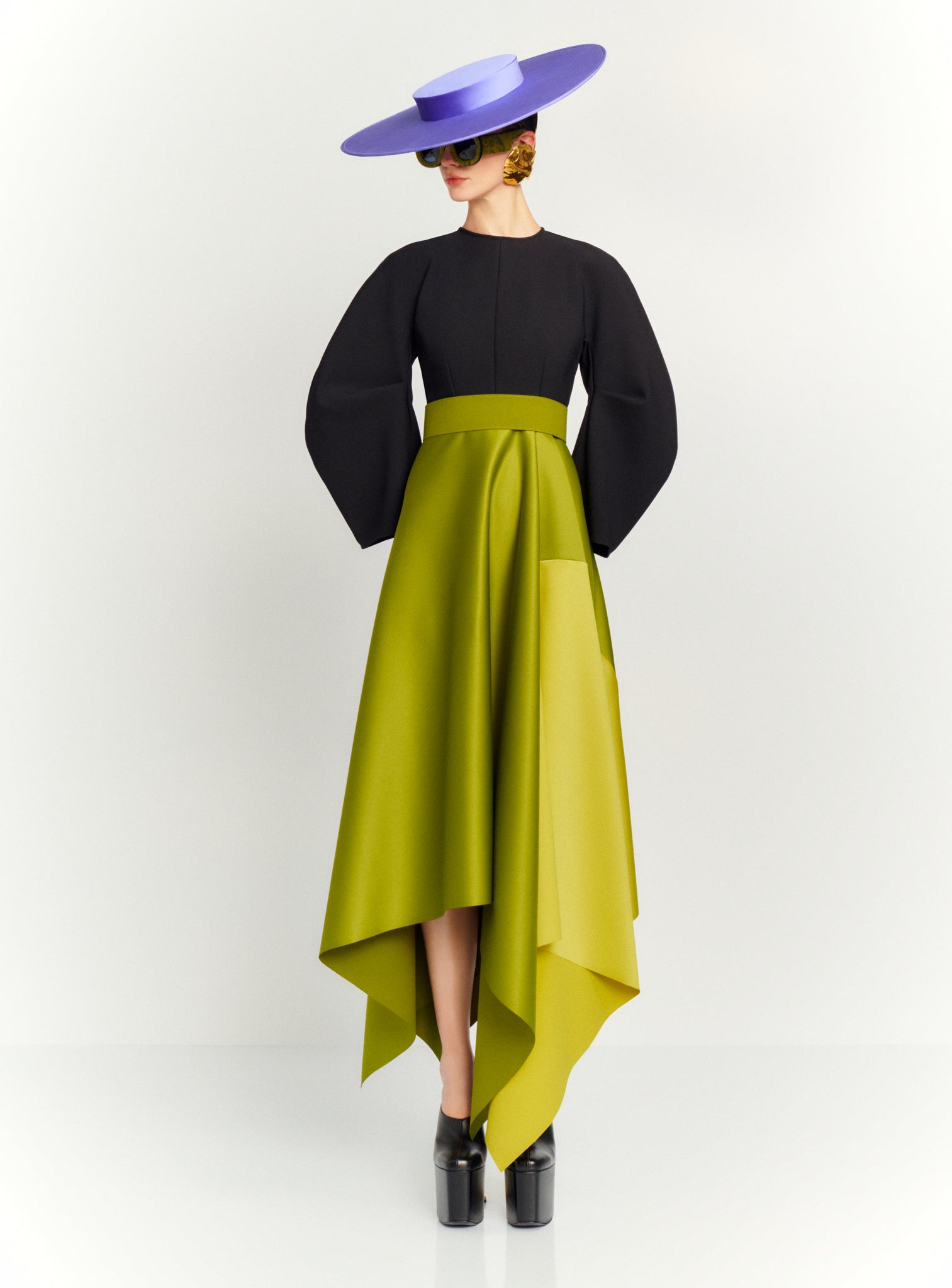 The Quinn Midi Dress in Black, Sweet Pea Green and Chartreuse Solace London The Quinn Midi Dress in Black, Sweet Pea Green and Chartreuse Solace London