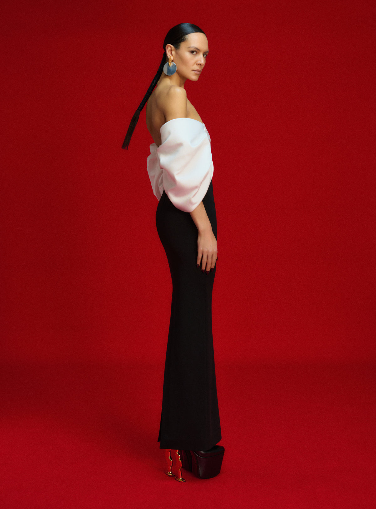 The Arla Maxi Dress in Cream and Black