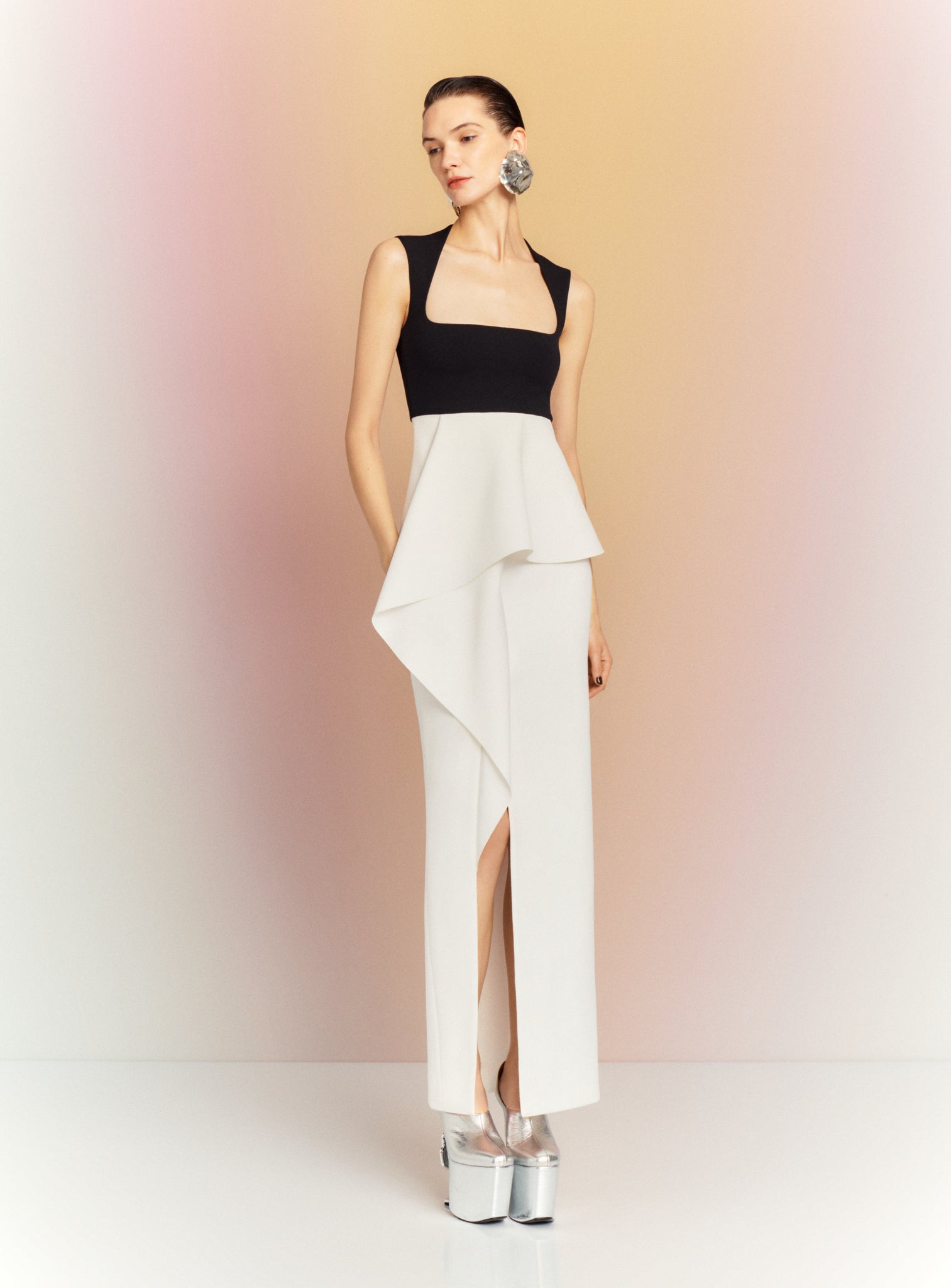 The Ally Maxi Dress in Black and Cream