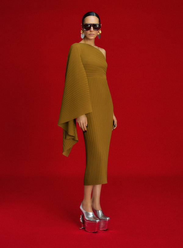 The Lenna Midi Dress in Gold – Solace London
