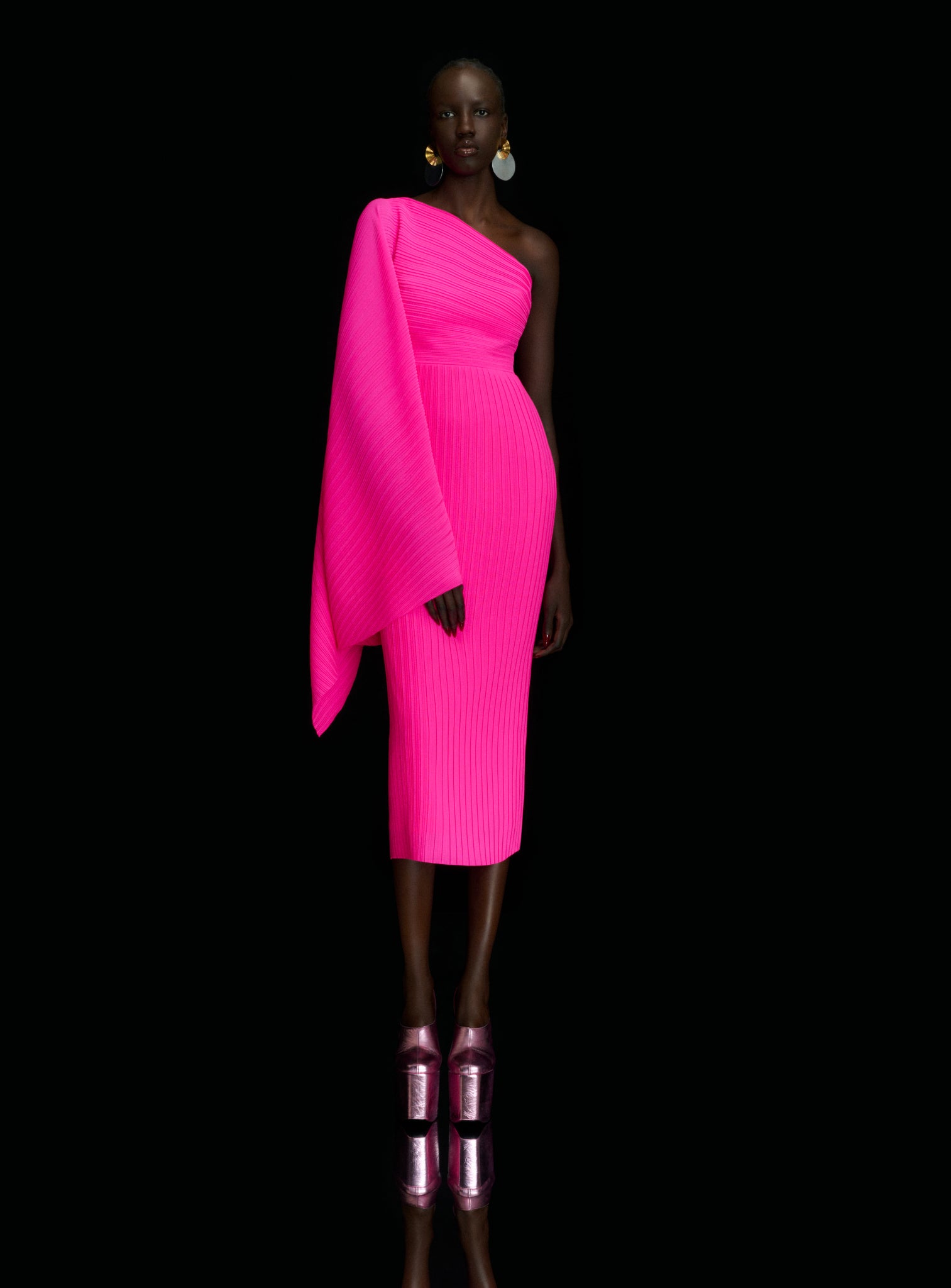 The Lenna Midi Dress in Hot Pink Solace London