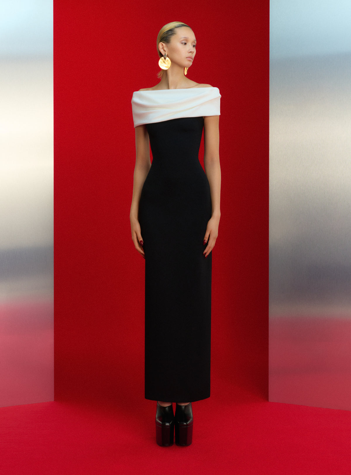 The Eva Maxi Dress in Cream and Black