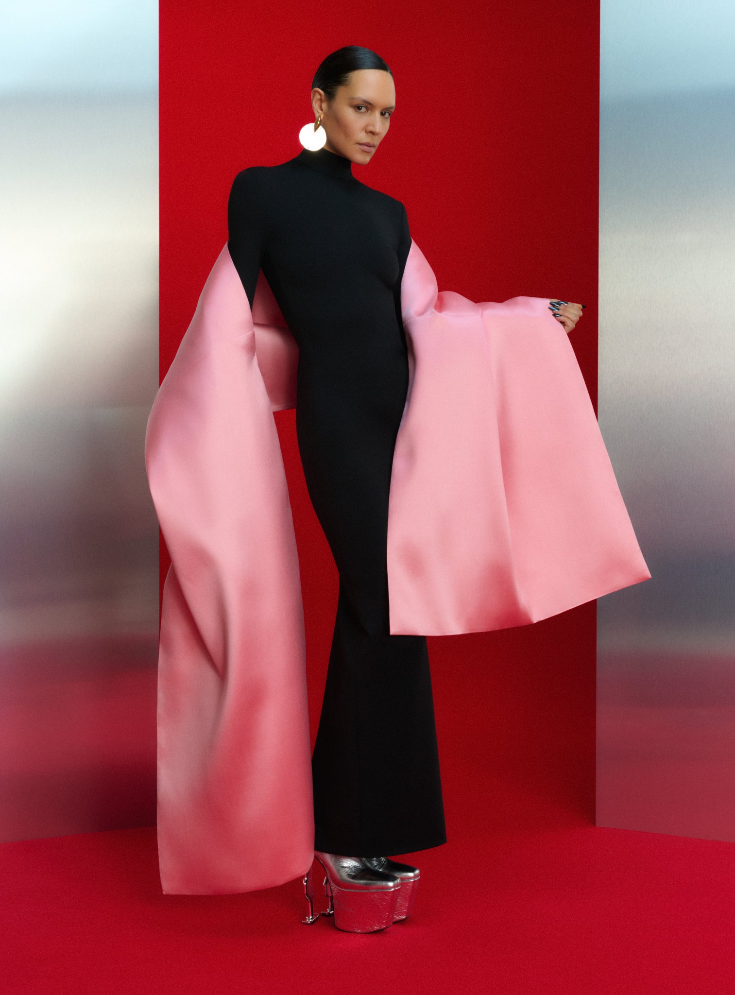 solace london black and pink dress The Kyla Maxi Dress in Light Pink and Black Solace London