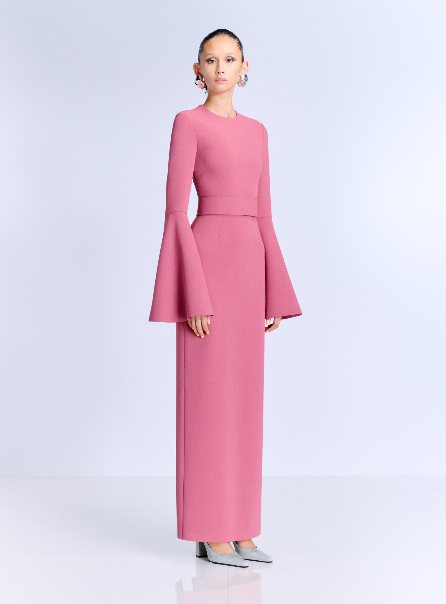 slim fit dress slacks Pinkblush Pink Ribbed Long Sleeve Square Neck Maternity Maxi Dress Large main image 1