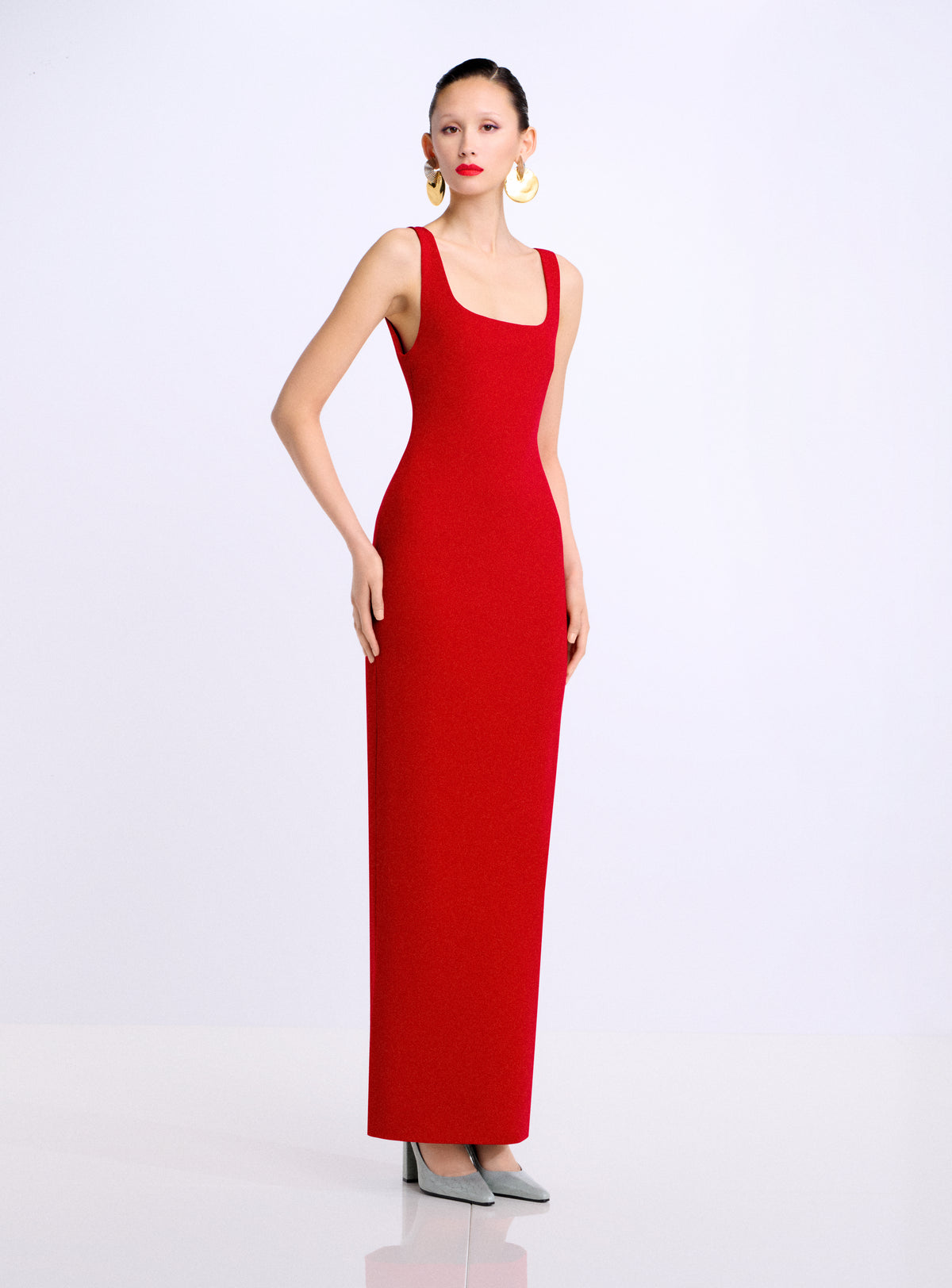 The Aneila Maxi Dress in Crimson Red
